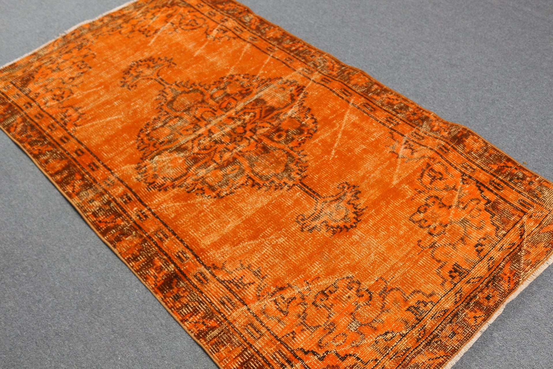 Wool Rug, Turkish Rug, 3.5x6.3 ft Accent Rugs, Entry Rug, Vintage Rug, Orange Oriental Rug, Home Decor Rugs, Nursery Rug, Rugs for Bedroom