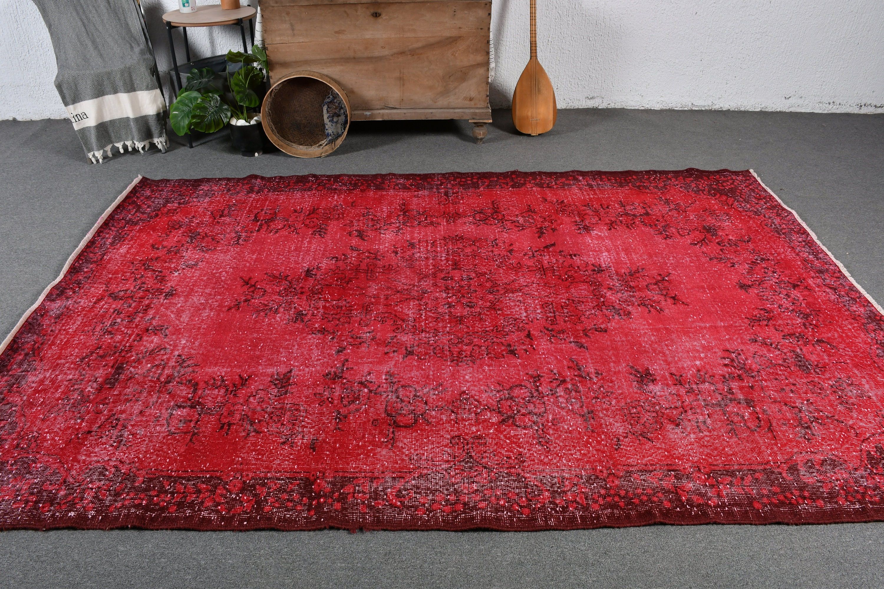 Rugs for Salon, Dining Room Rug, 6.2x9.1 ft Large Rug, Wool Rugs, Cool Rug, Large Area Rug Rugs, Vintage Rug, Red Bedroom Rug, Turkish Rugs