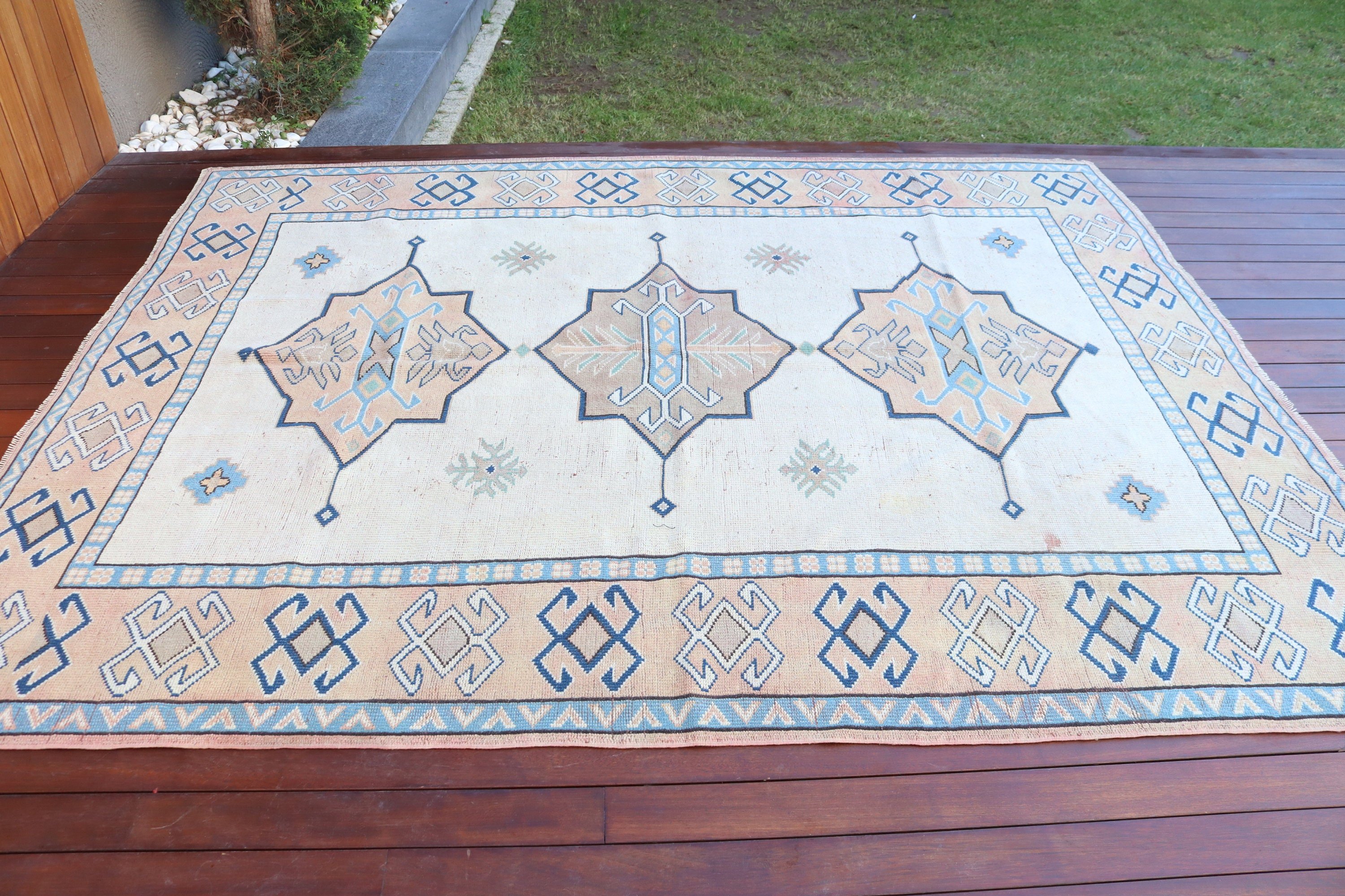 Ofis Halısı, Türk Halısı, Havalı Halılar, Oturma Odası Halıları, Açıklama Halısı, Bej Oushak Halısı, Vintage Halılar, 6,7x8,5 ft Büyük Halılar, Büyük Boho Halıları