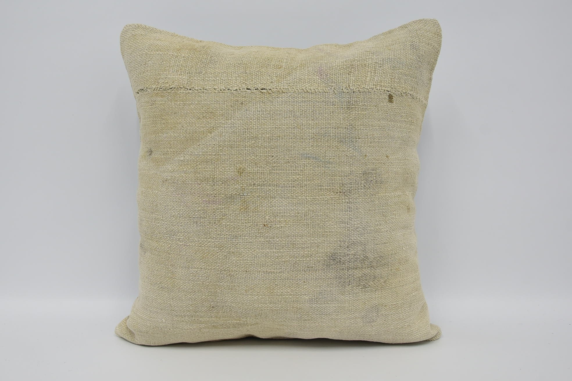 Handmade Kilim Cushion, 18"x18" Beige Pillow Case, Turkish Kilim Pillow, Cozy Throw Pillow Sham, Pillow for Couch