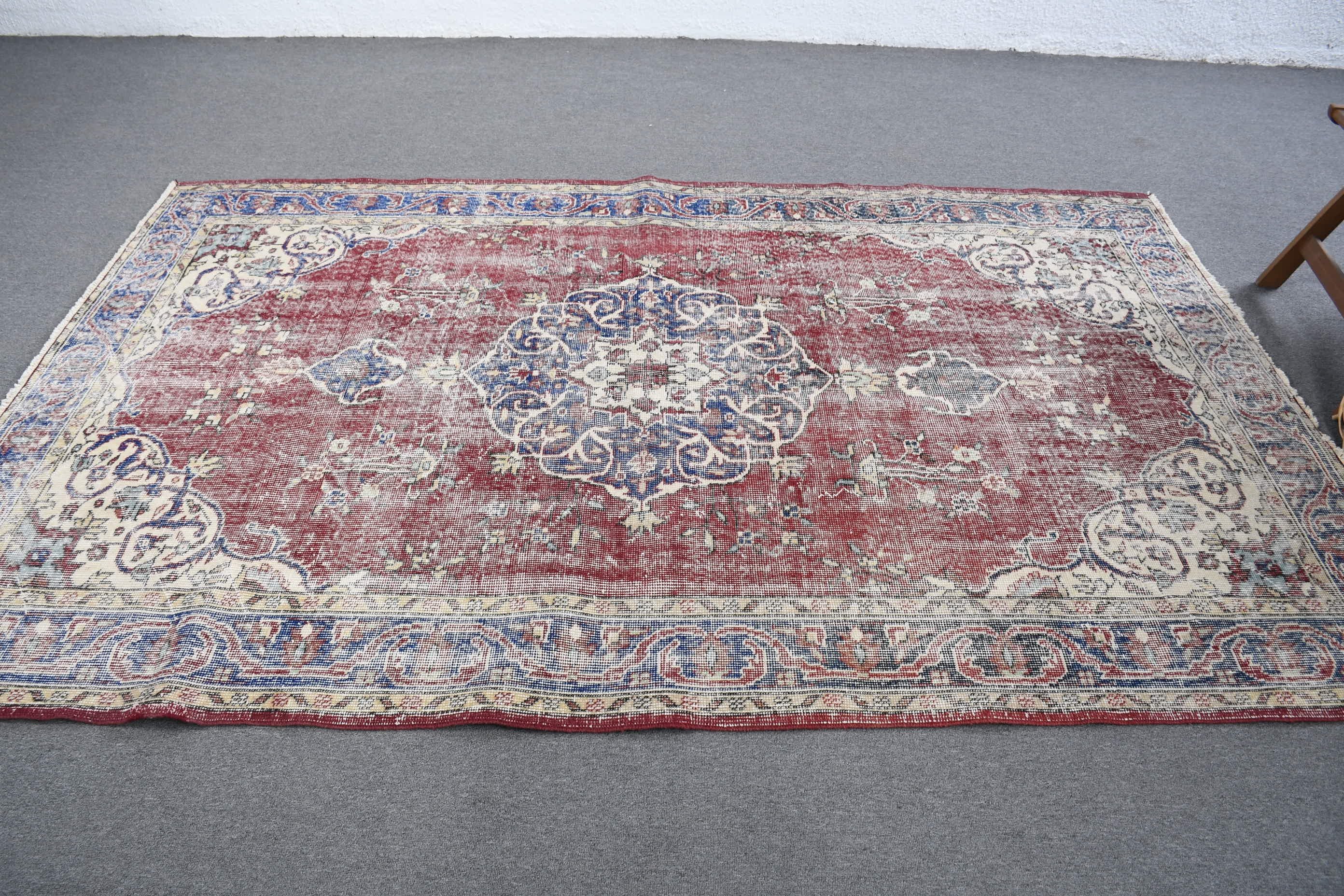 Kırmızı Fas Halısı, Yemek Odası Halısı, Göçebe Halıları, Türk Halıları, Oryantal Halıları, 5.5x8.6 ft Büyük Halı, Salon Halıları, Vintage Halı, Ev Dekorasyonu Halısı