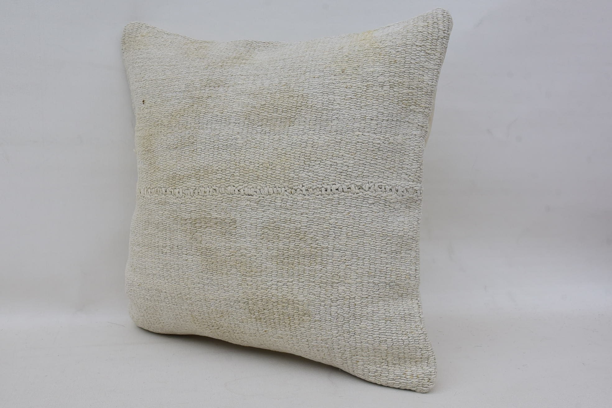 Antique Pillows, 14"x14" White Cushion, Vintage Kilim Throw Pillow, Handmade Kilim Cushion, Decorative Throw Pillow Sham