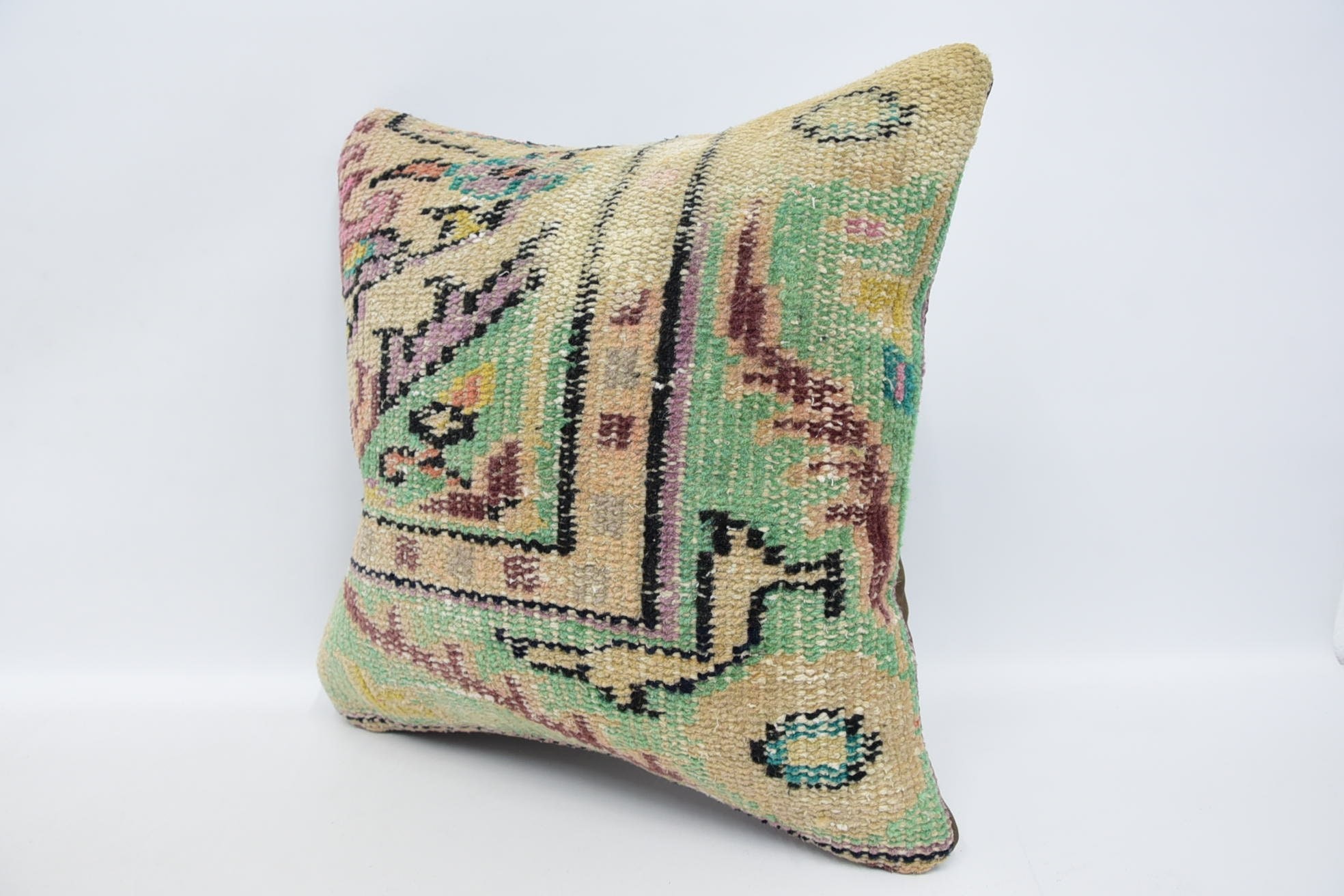 Pillow for Couch, 16"x16" Beige Pillow Sham, Pastel Cushion Case, Vintage Pillow, Accent Cushion, Farmhouse Pillow, Boho Pillow Sham Cover