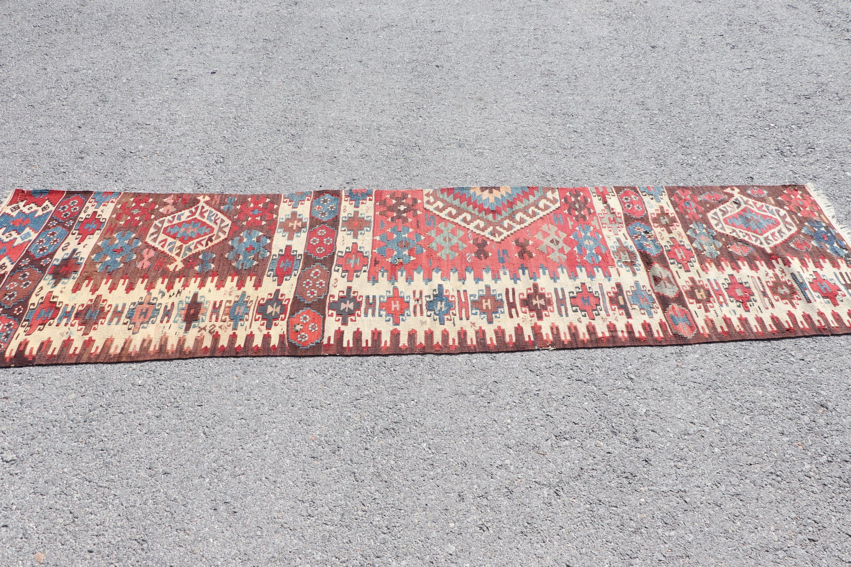 Red Moroccan Rugs, Bedroom Rugs, Home Decor Rug, Dorm Rug, Hallway Rug, Vintage Rugs, 2.3x8.6 ft Runner Rug, Kilim, Turkish Rugs, Stair Rug