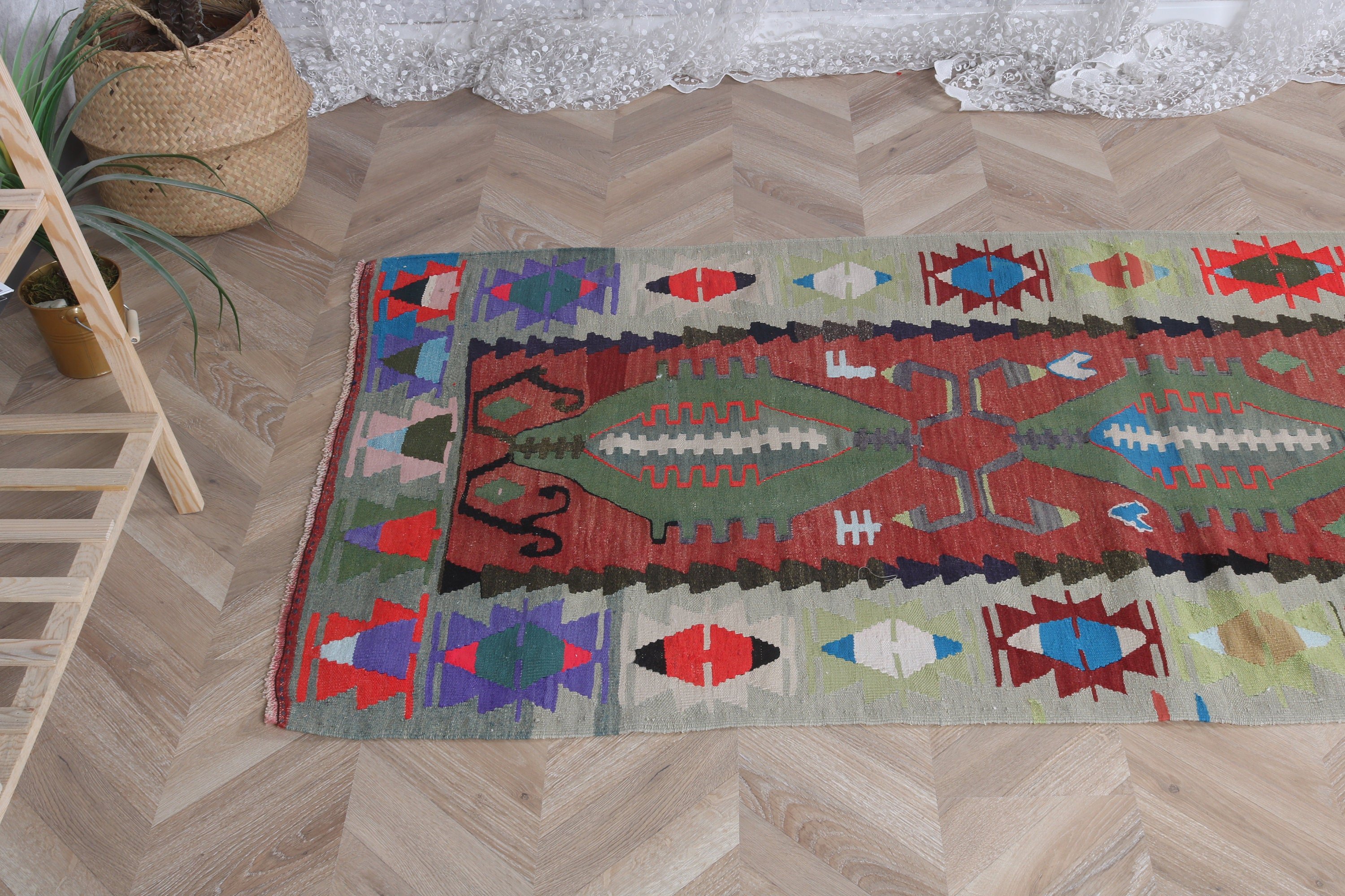 Vintage Accent Halı, Çocuk Halıları, 3x6,8 ft Accent Halı, Türk Halıları, Yatak Odası Halıları, Gökkuşağı Havalı Halıları, Vintage Halılar, Nötr Halılar, Yer Halısı