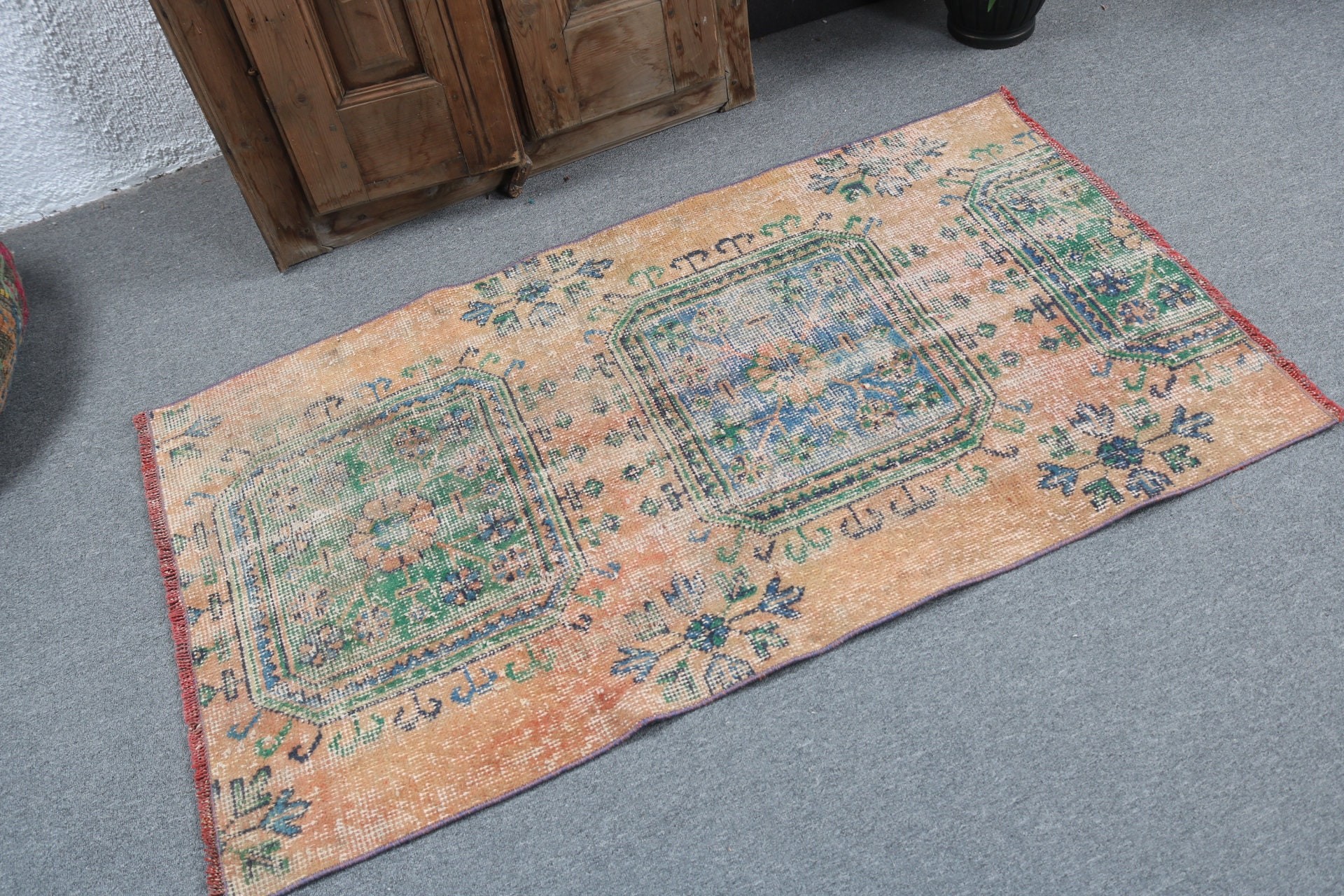 Boho Halı, 2.7x4.8 ft Küçük Halı, Vintage Halılar, Türk Halıları, Mutfak Halısı, Araba Paspas Halıları, Duvara Asılı Halılar, Oryantal Halı, Turuncu Mutfak Halıları