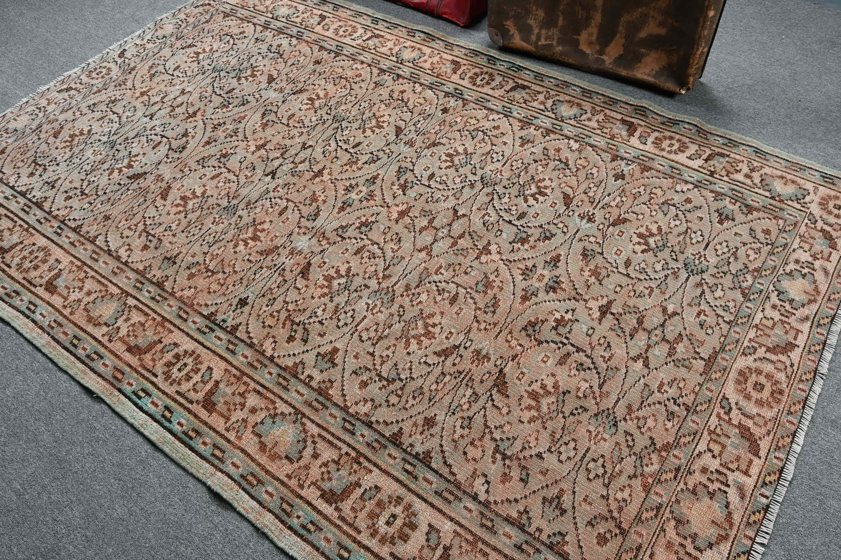 Vintage Halı, Türk Halıları, Salon Halısı, Kahverengi Havalı Halılar, Salon Halıları, Yemek Odası Halısı, Havalı Halılar, 5,4x8,1 ft Büyük Halılar, Yer Halıları