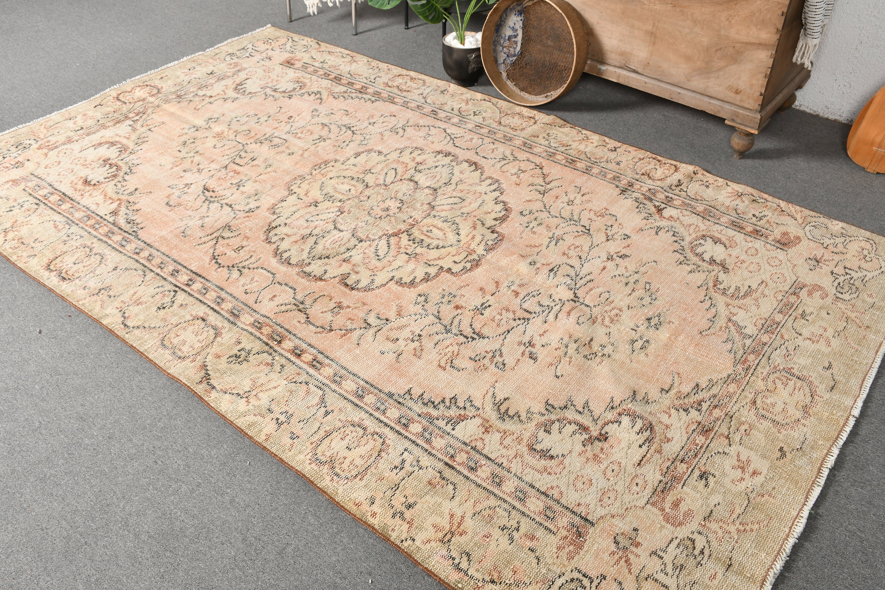 Beige Home Decor Rug, Art Rug, Vintage Rug, 5.3x9 ft Large Rugs, Turkish Rug, Living Room Rug, Salon Rugs, Oriental Rugs, Antique Rug