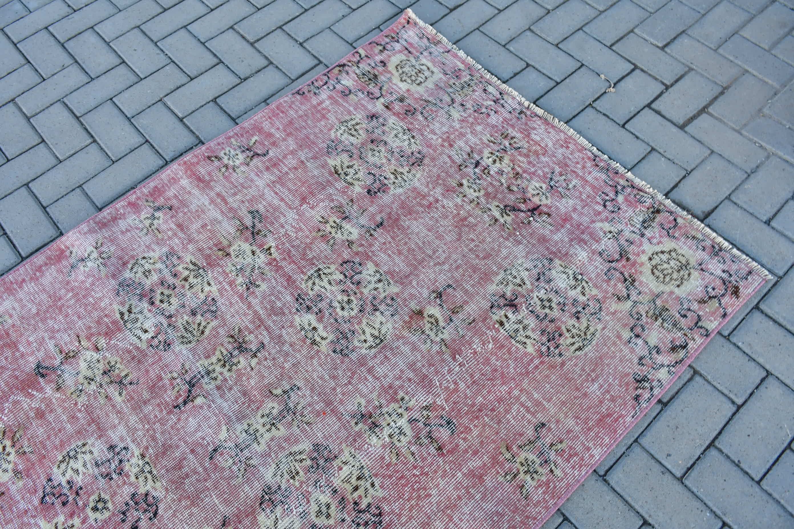 Yer Halısı, Mutfak Halıları, 3,8x5,6 ft Accent Halı, Ev Dekorasyonu Halısı, Mutfak Halısı, Pembe Oushak Halısı, Vintage Halı, Giriş Halıları, Türk Halısı