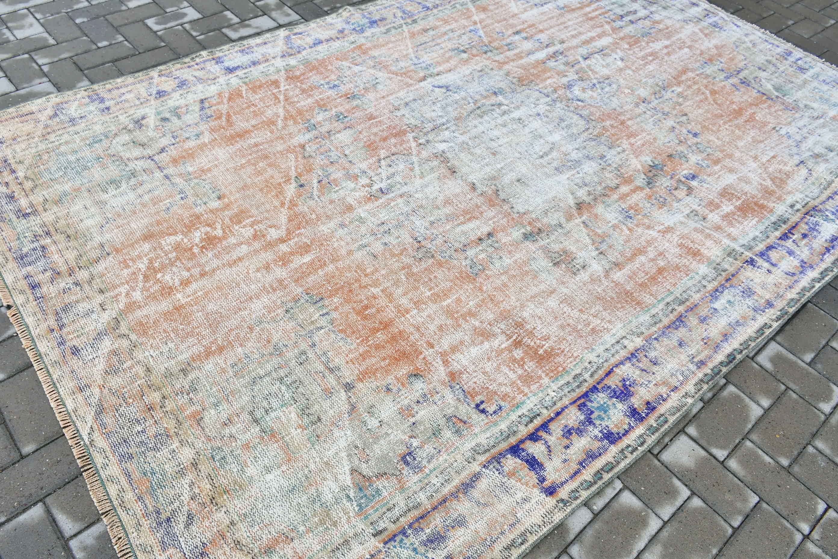 Floor Rugs, Dining Room Rug, Old Rug, Moroccan Rug, Orange Bedroom Rugs, Living Room Rug, Vintage Rug, Turkish Rug, 6.2x9.4 ft Large Rugs