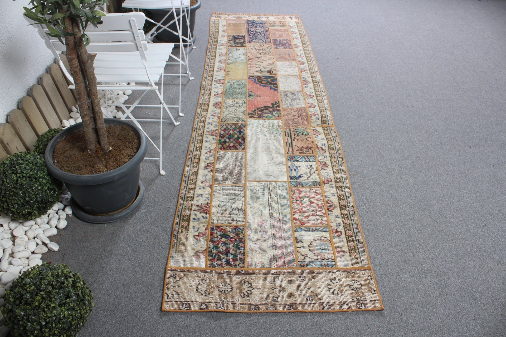 Gökkuşağı Yatak Odası Halısı, 2.6x9.6 ft Yolluk Halıları, Türk Halıları, Sanat Halısı, Koridor Halıları, Vintage Halılar, Oushak Halıları, Mutfak Halıları