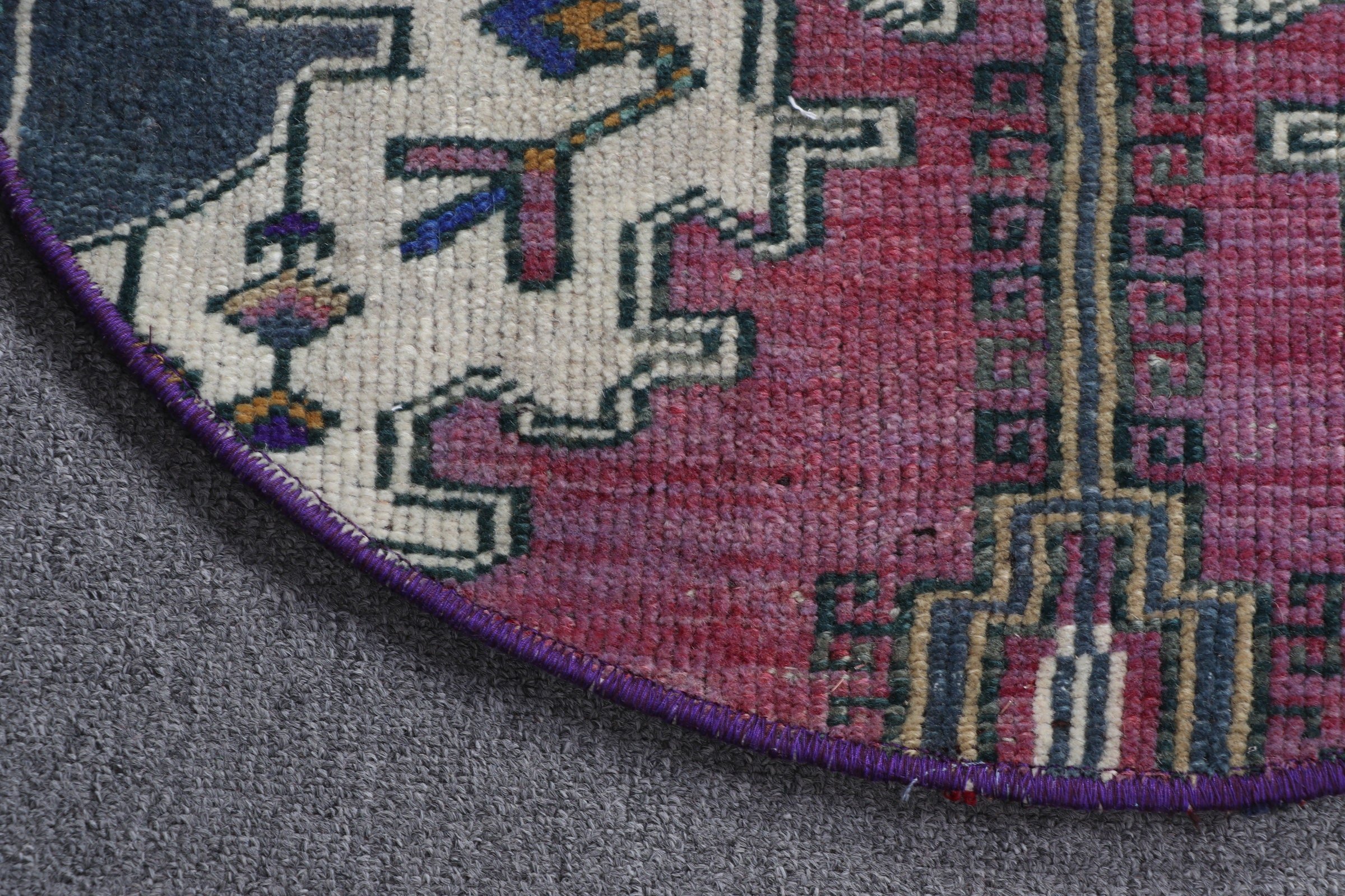 Door Mat Rugs, Turkish Rug, Oriental Rug, Rugs for Entry, 2.2x2.2 ft Small Rugs, Purple Wool Rugs, Oushak Rug, Nursery Rug, Vintage Rug