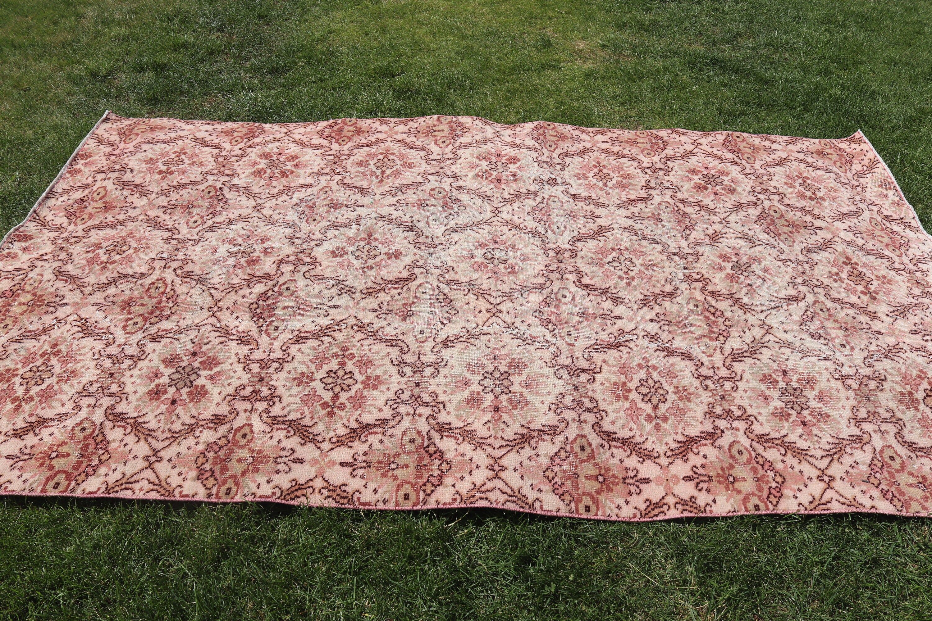 Floor Rug, Beige Floor Rug, Dining Room Rugs, Vintage Rugs, Large Oushak Rugs, 5.4x8.9 ft Large Rugs, Home Decor Rugs, Turkish Rug