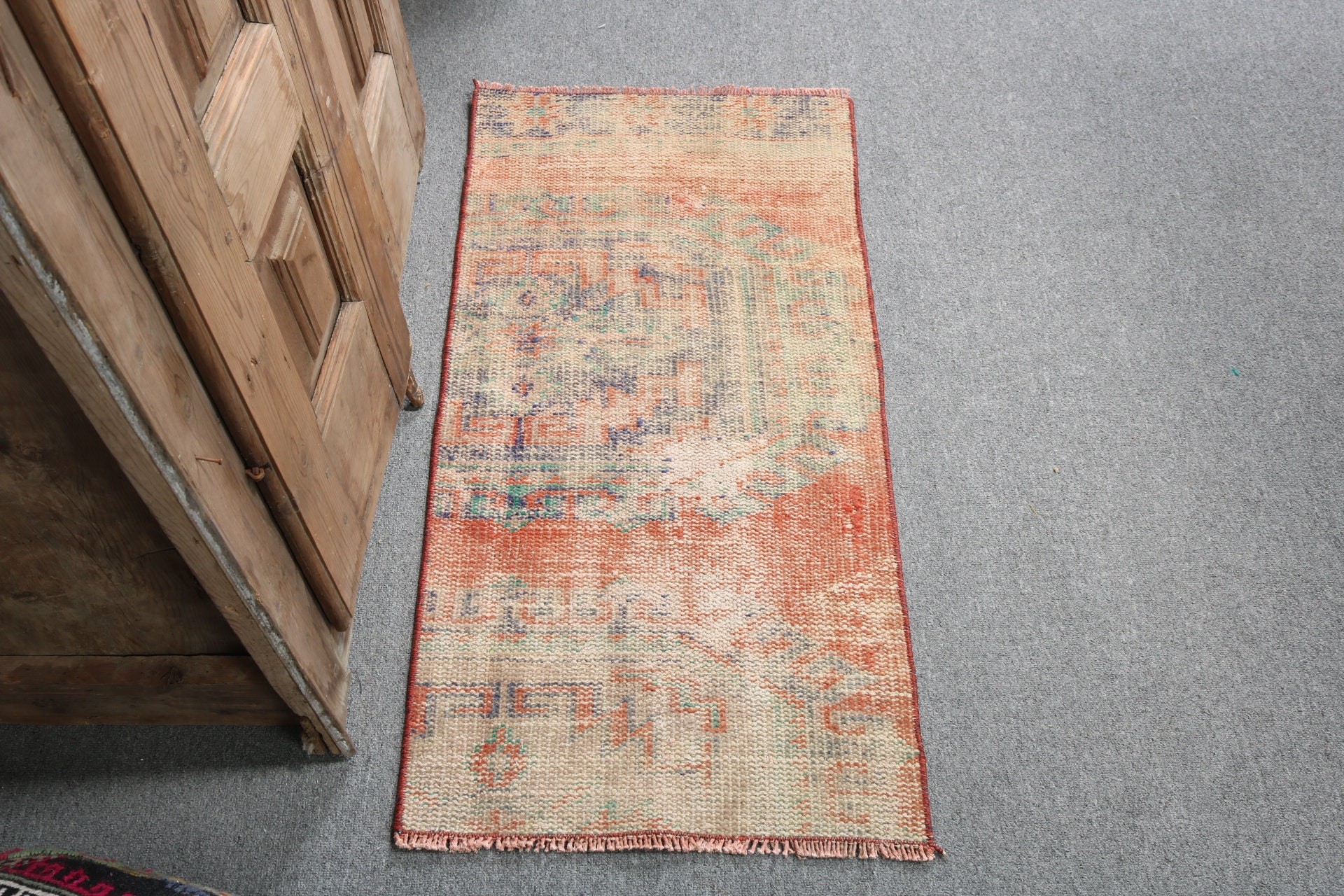 Türk Halısı, Giriş Halıları, Küçük Alan Halıları, Oryantal Halı, Kırmızı 1.6x3.3 ft Küçük Halılar, Geometrik Halılar, Vintage Halı, Boho Halılar