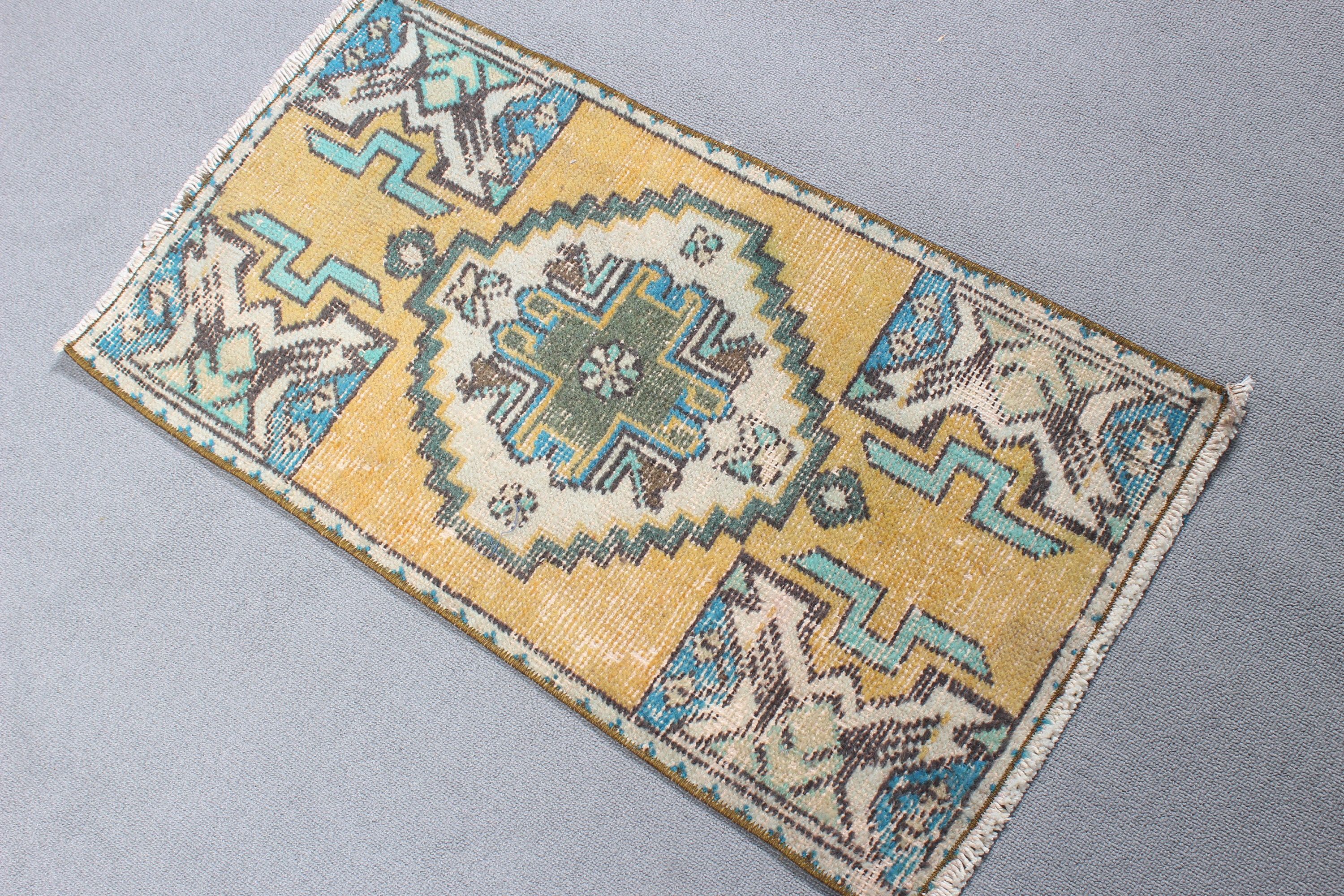 Nursery Rugs, Yellow Home Decor Rugs, 1.5x2.8 ft Small Rugs, Vintage Rug, Small Vintage Rugs, Turkish Rugs, Luxury Rug, Statement Rugs