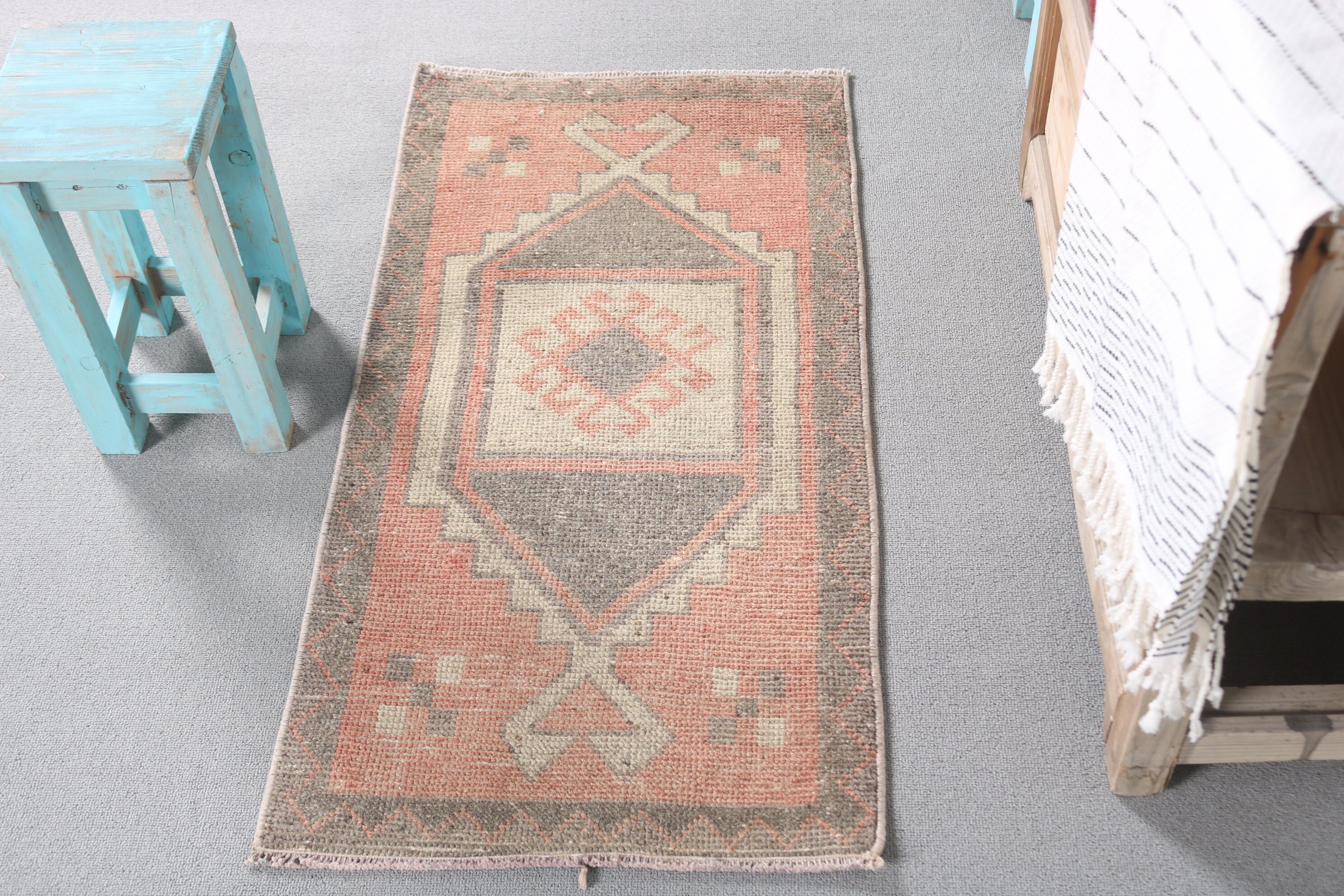 Bathroom Rug, Turkish Rug, Entry Rug, Moroccan Rug, Vintage Rugs, Rugs for Car Mat, Brown Oushak Rugs, 1.7x3.4 ft Small Rugs