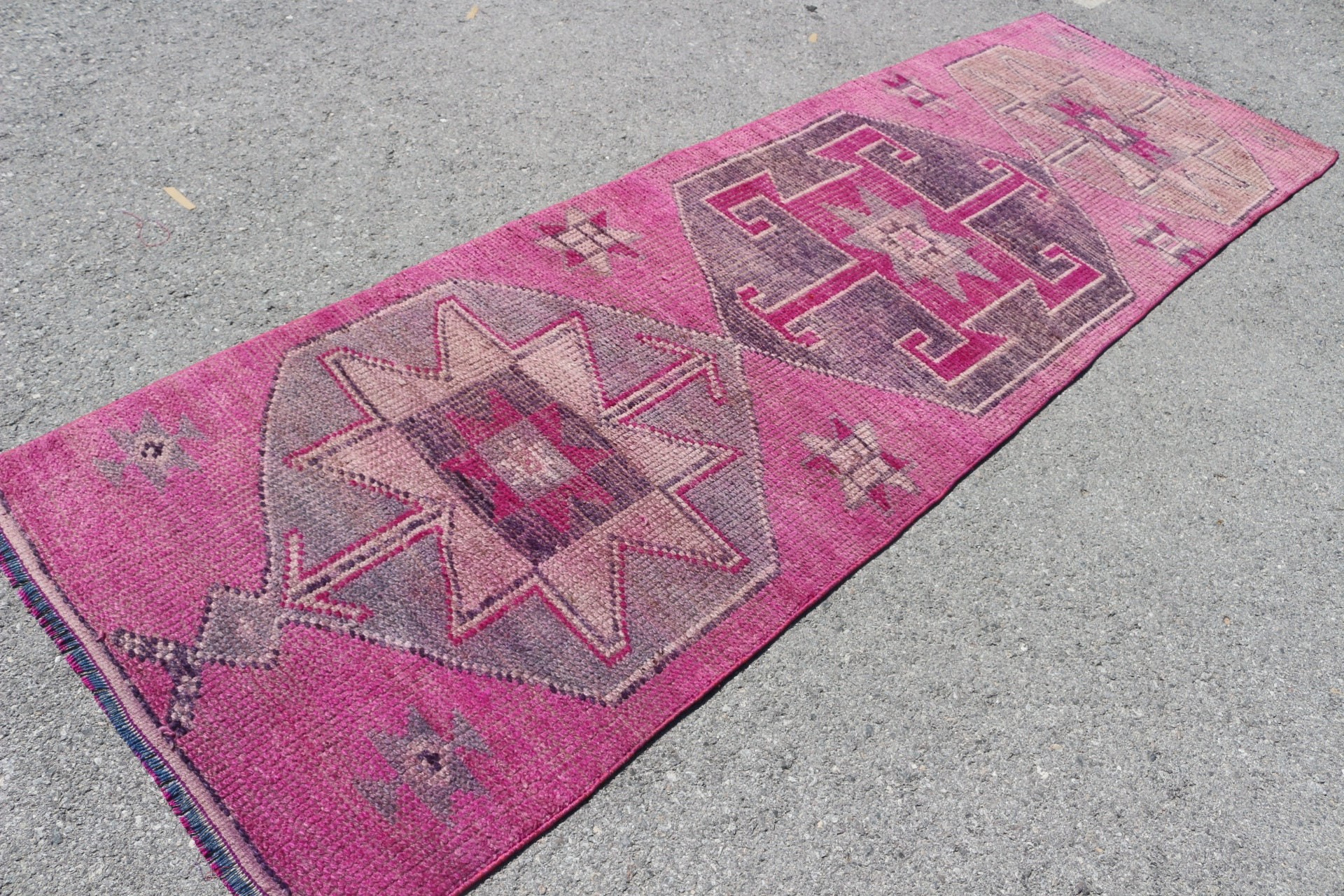 Pembe Fas Halıları, 3,1x10 ft Yolluk Halıları, Yün Halıları, Mutfak Halıları, Türk Halısı, Sessiz Halı, Merdiven Halısı, Vintage Halı, Oryantal Halı