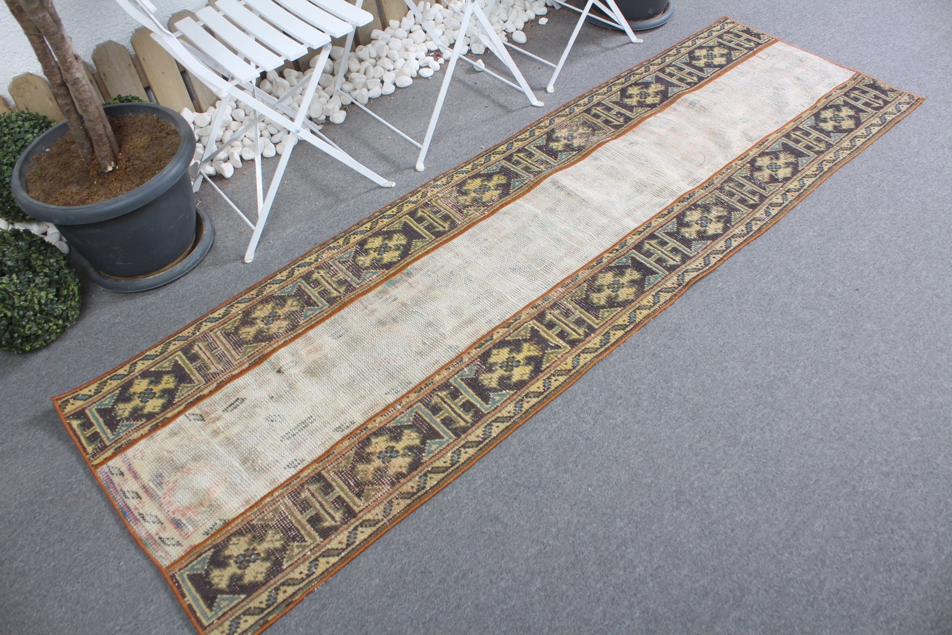 Custom Rug, Kitchen Rug, Turkish Rug, Vintage Rugs, Moroccan Rug, Beige Anatolian Rugs, Hallway Rug, 2.3x7.6 ft Runner Rugs, Floor Rug