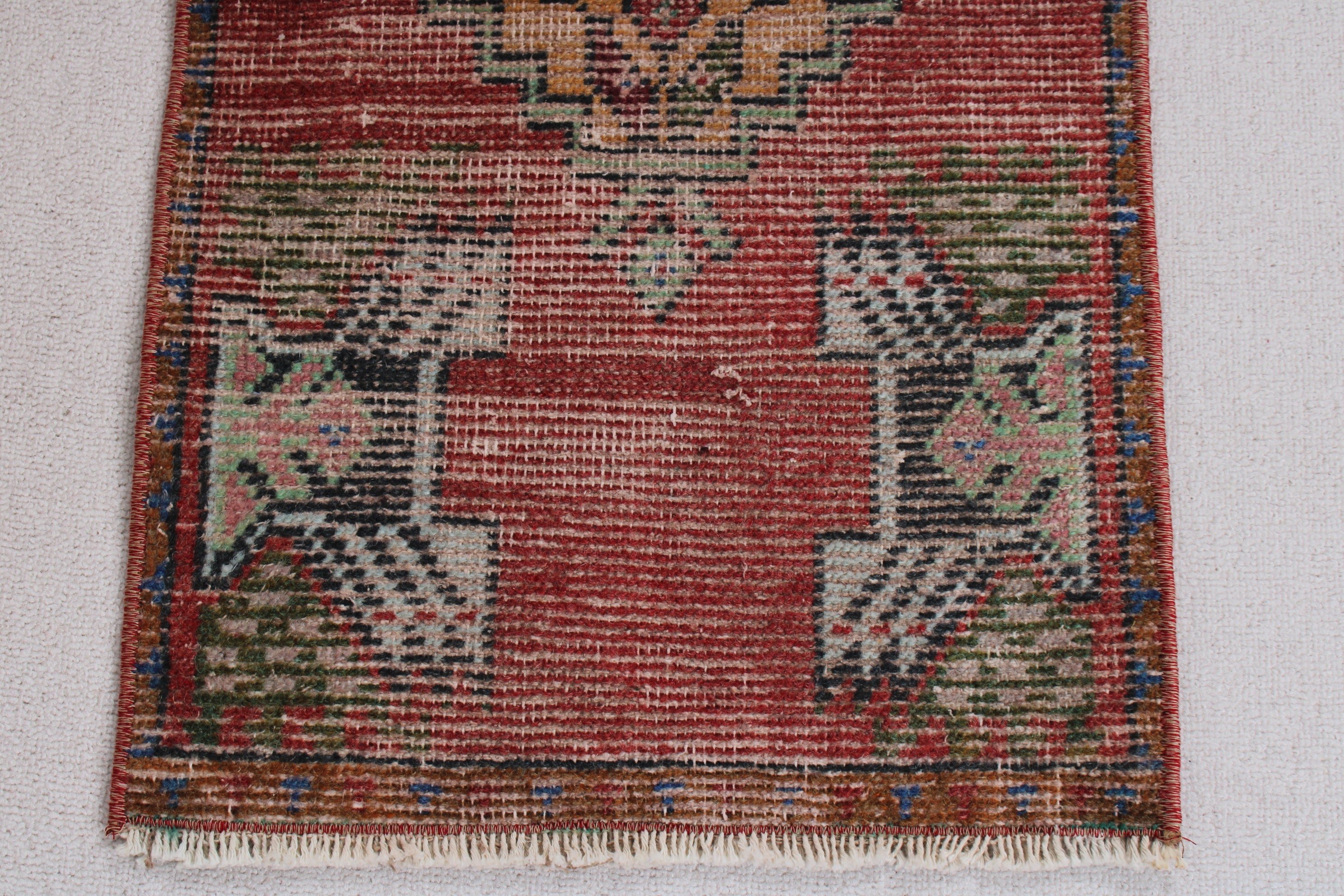 Anatolian Rugs, Handwoven Rugs, Turkish Rug, Rugs for Nursery, Red  1.5x3.1 ft Small Rug, Bath Rug, Entry Rugs, Vintage Rug