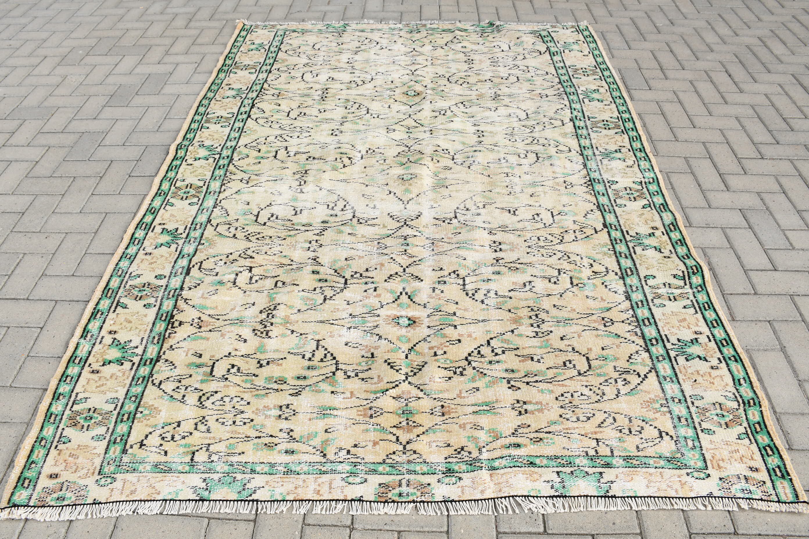 Salon Halı, Yemek odası Halı, Bej Serin Halı, 181x252 cm Salon Halı, Oturma odası Halı, Antik Halı, Nostaljik Halı, Salon Halı