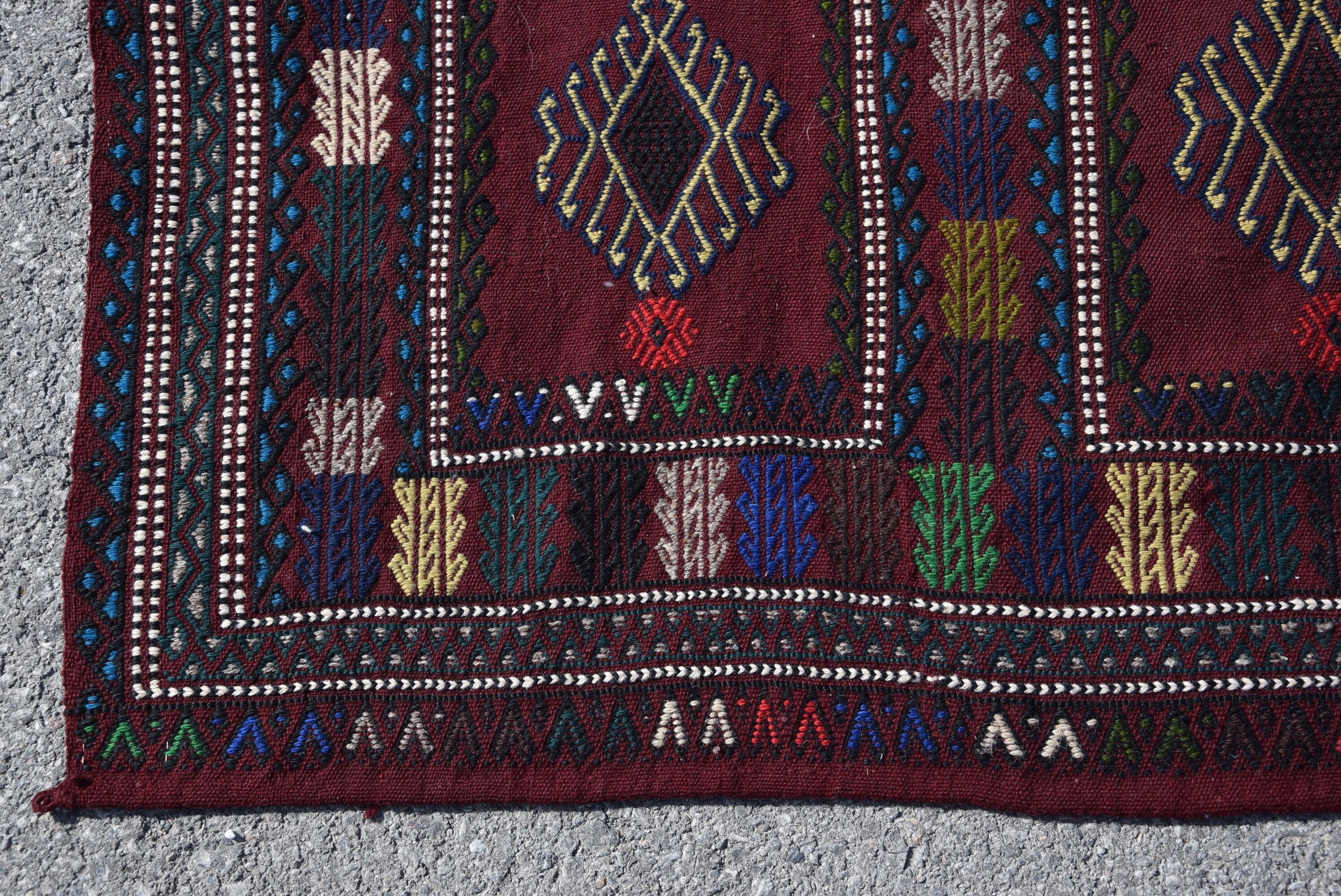 Harika Halılar, Mutfak Halısı, 4.4x5.1 ft Accent Halı, Vintage Halı, Kilim, Çocuk Halısı, Türk Halısı, Yer Halısı, Yün Halılar, Mor Ev Dekorasyonu Halıları