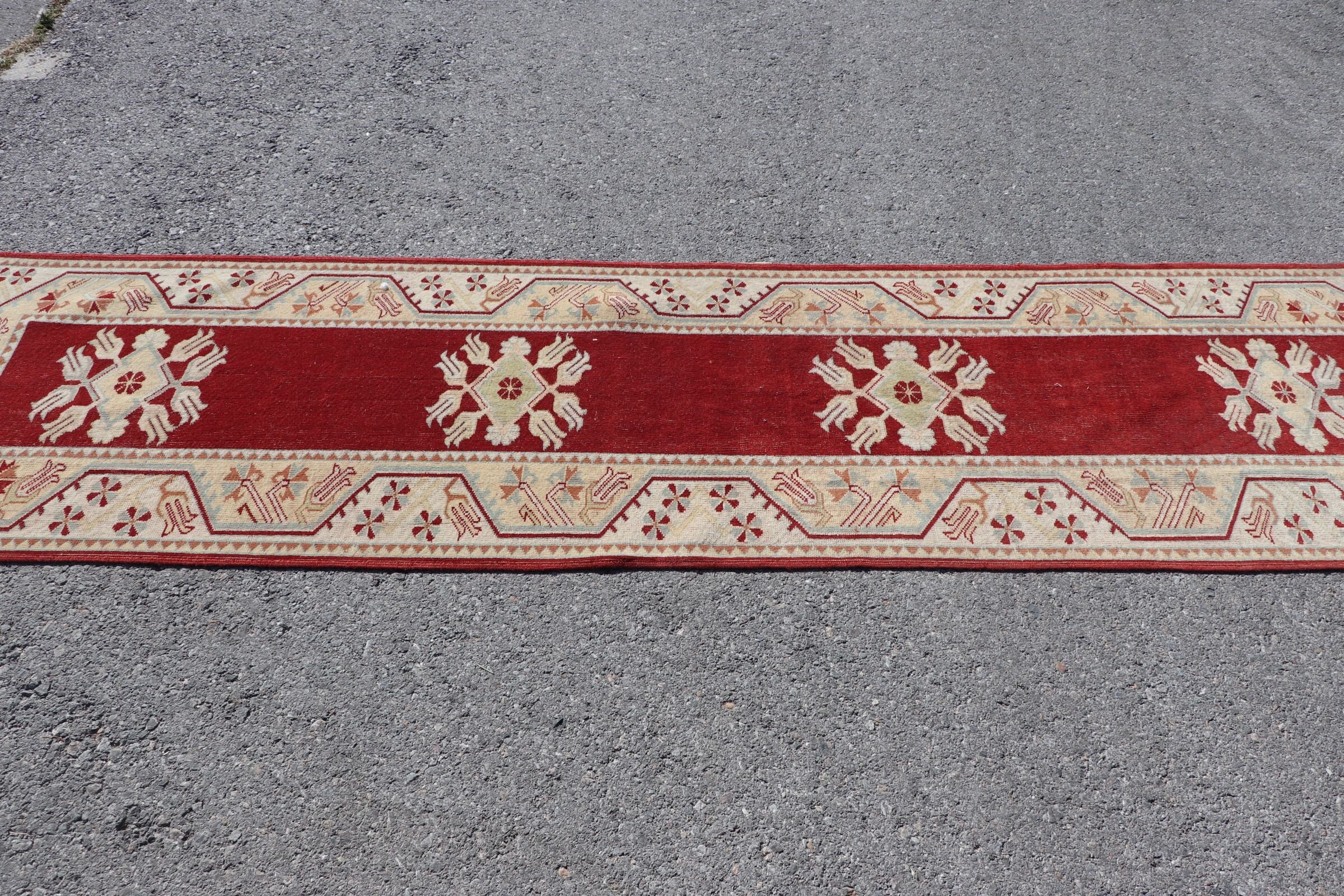 Oriental Rug, Kitchen Rug, Rugs for Corridor, Red Moroccan Rug, Vintage Rug, Turkish Rugs, 2.5x9.3 ft Runner Rug, Stair Rugs, Moroccan Rug