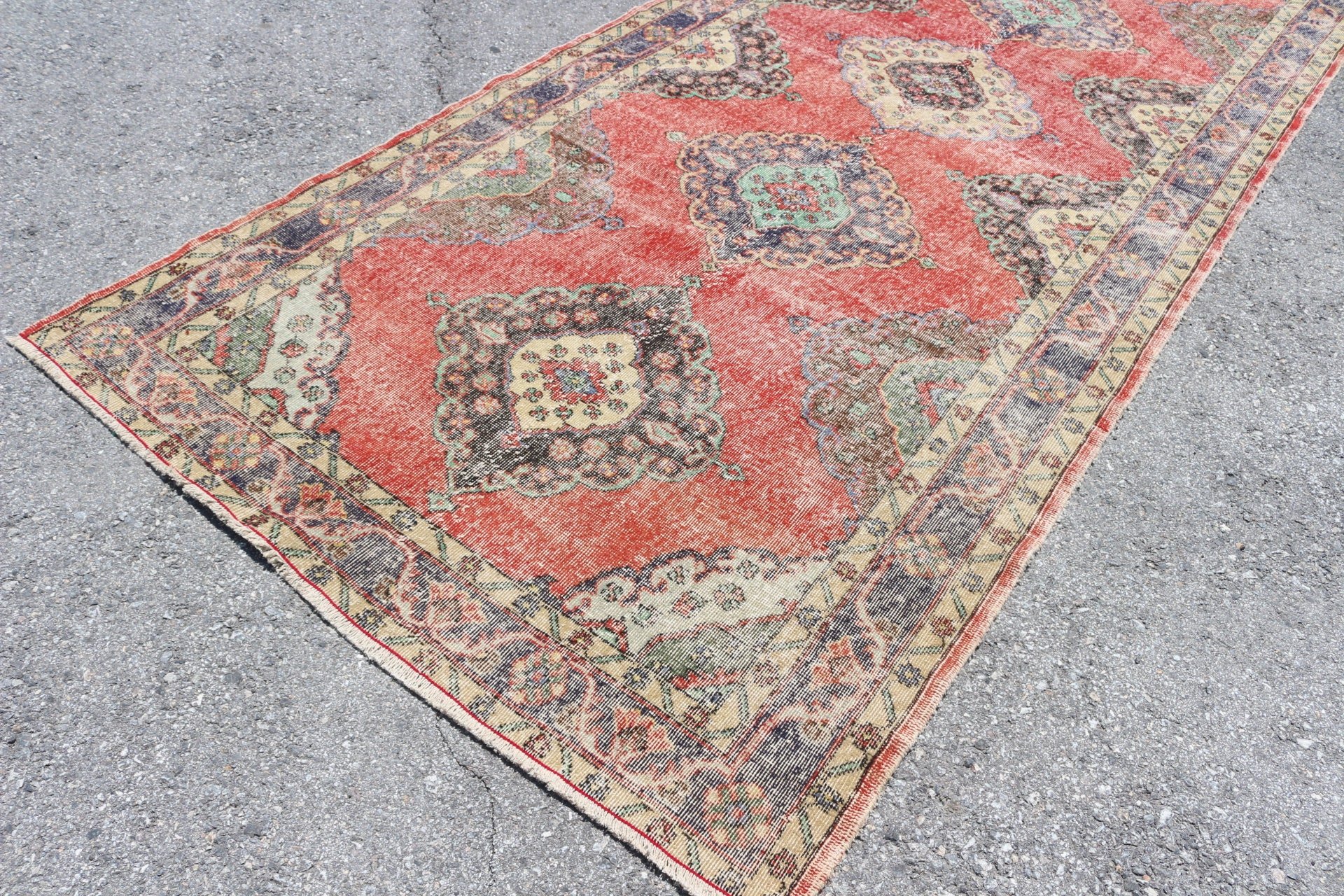 Red Floor Rug, Vintage Rugs, Cool Rugs, 4.8x12.4 ft Runner Rug, Antique Rugs, Hallway Rug, Rugs for Hallway, Stair Rug, Turkish Rug