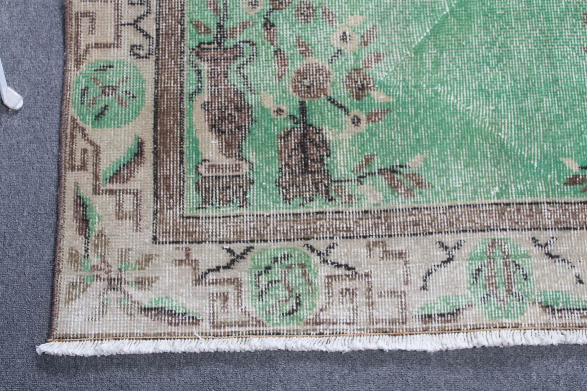 Green Wool Rug, Vintage Rugs, Oushak Rug, Nursery Rug, 3.6x6.6 ft Accent Rug, Turkish Rugs, Rugs for Kitchen, Floor Rug, Entry Rugs