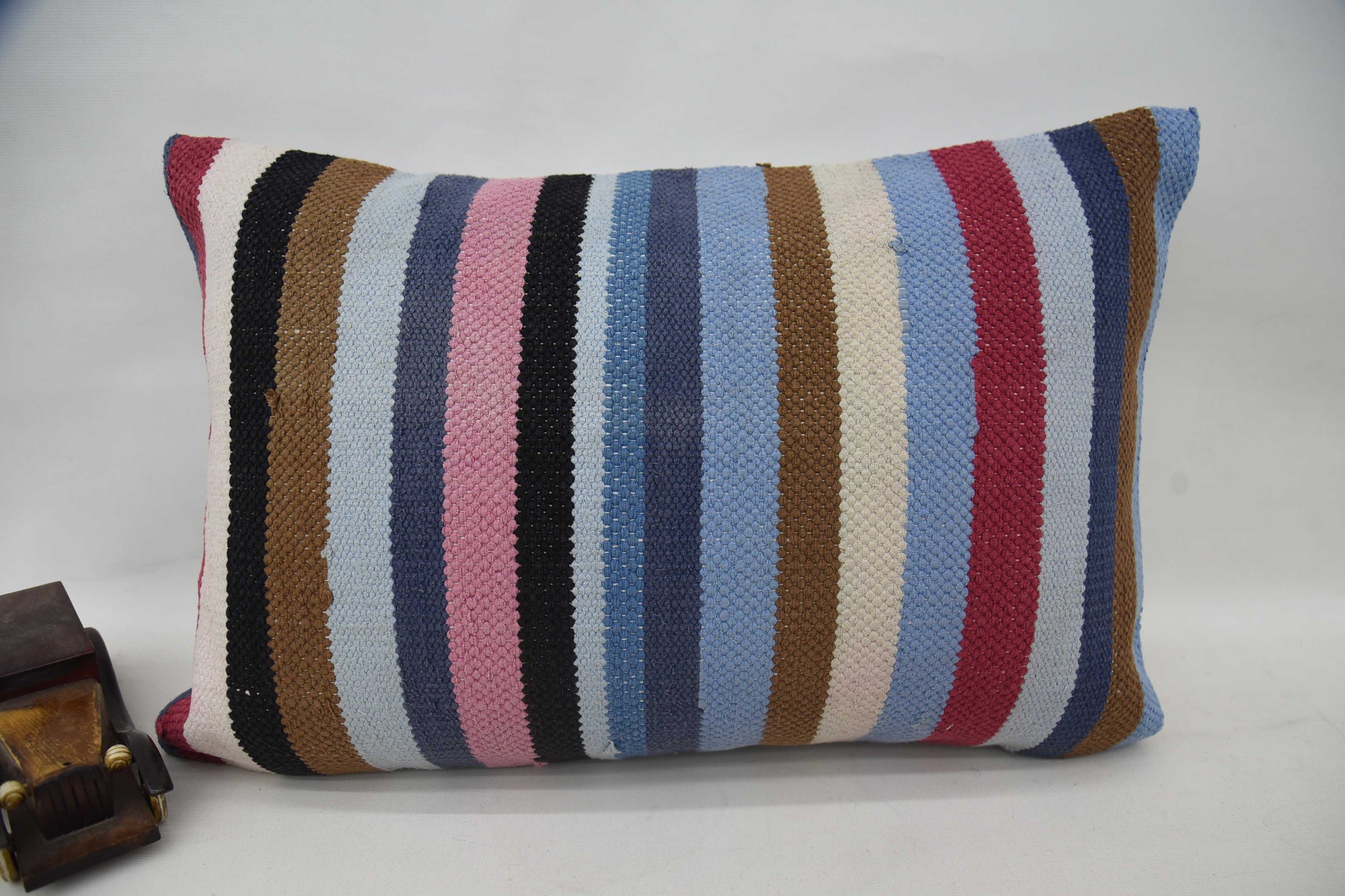 Throw Kilim Pillow, Pillow for Sofa, Vintage Kilim Throw Pillow, Aesthetic Pillow Sham, 16"x24" Blue Pillow Sham