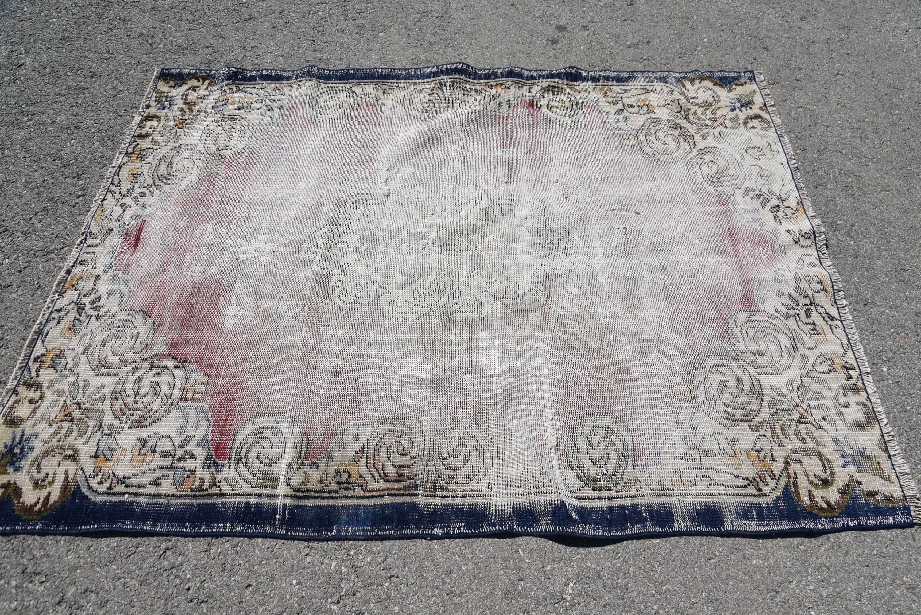 4,7x6,1 ft Alan Halıları, Vintage Halı, Boho Halı, Antika Halılar, Retro Halılar, İç Mekan Halıları, Fas Halıları, Alan Halıları, Yatak Odası Halıları, Türk Halısı