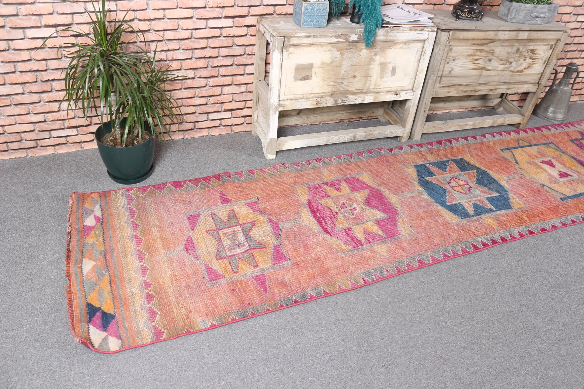 Oriental Rugs, Kitchen Rugs, Pink Home Decor Rug, Turkish Rugs, Moroccan Rug, Eclectic Rugs, Vintage Rug, Hallway Rug, 2.6x11 ft Runner Rug