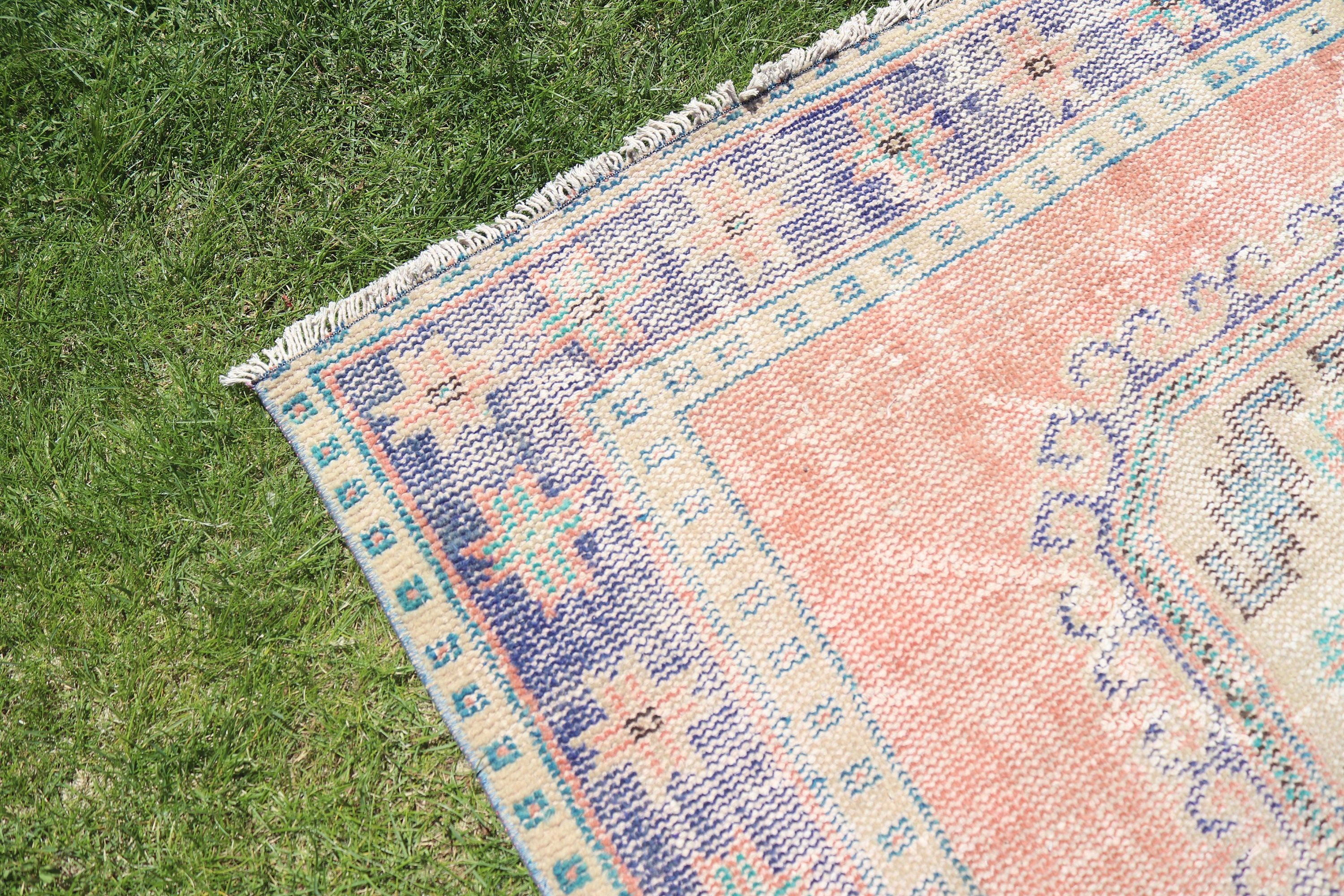 Antique Rugs, Rugs for Corridor, Long Runner Rugs, Pink Geometric Rug, Turkish Rugs, Geometric Rugs, Vintage Rug, 4.2x12.1 ft Runner Rugs