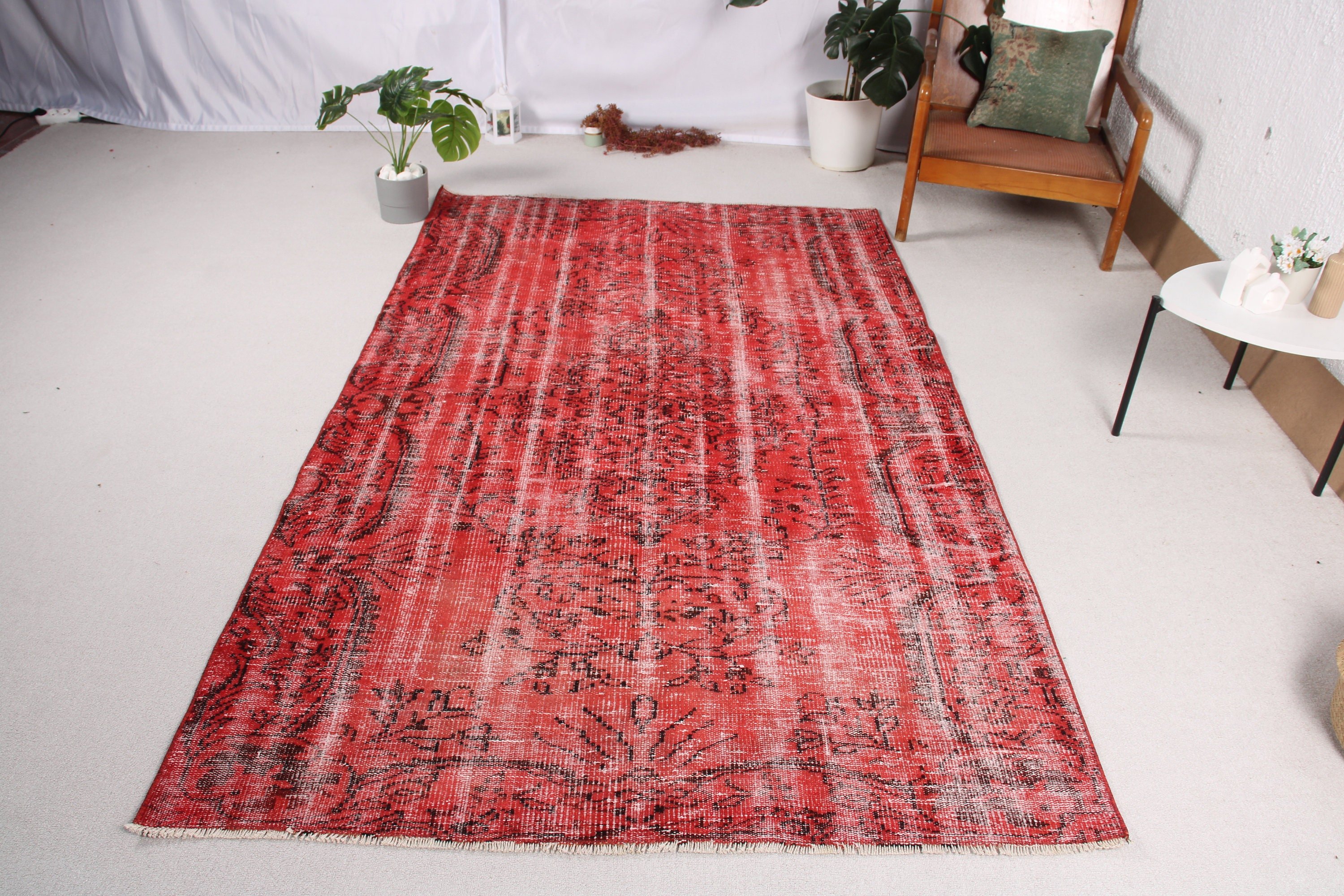 4.8x8 ft Area Rug, Moroccan Rugs, Red Statement Rug, Turkish Rugs, Oushak Rug, Floor Rug, Handwoven Rugs, Vintage Area Rugs, Vintage Rugs