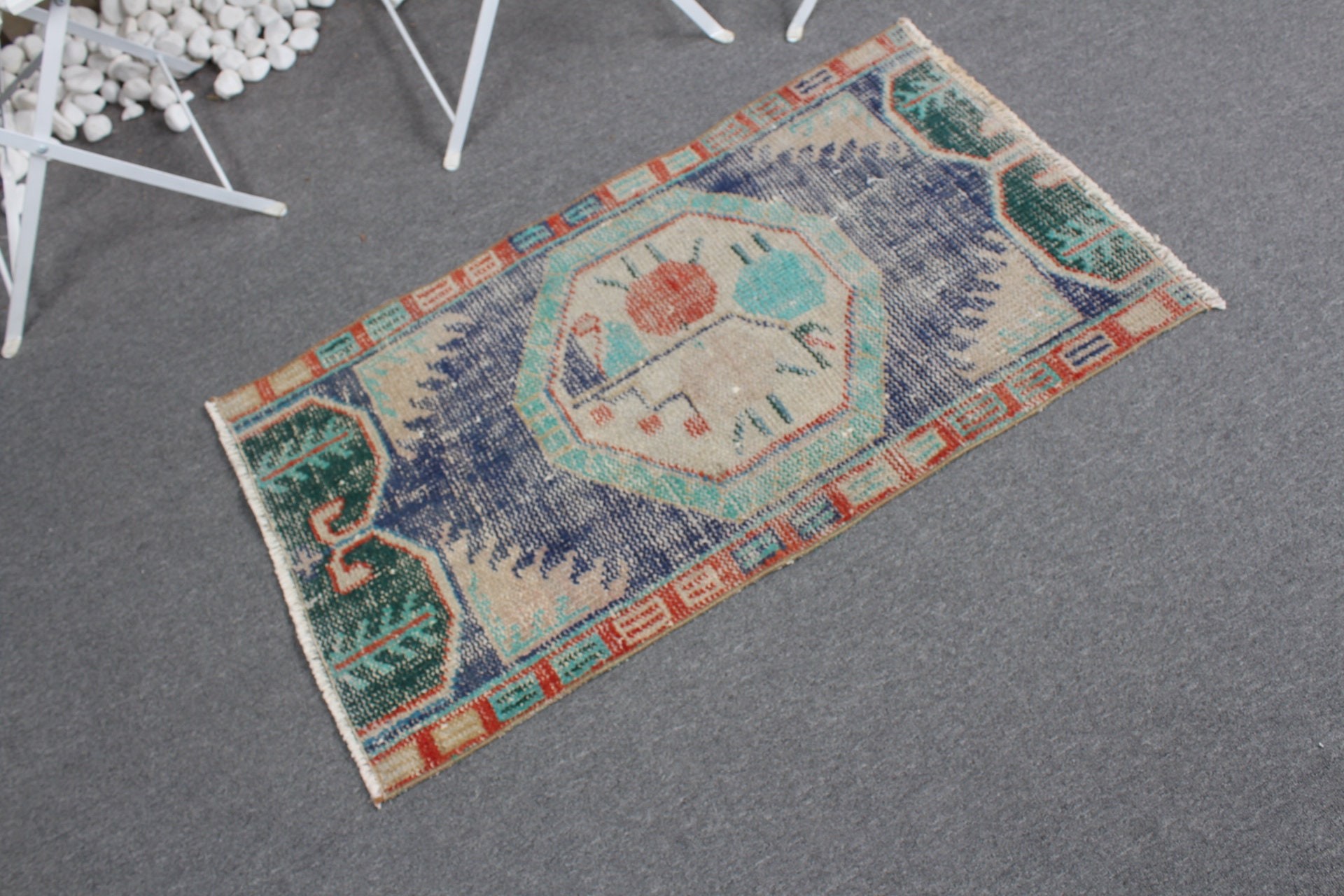 Car Mat Rug, 2x3.6 ft Small Rugs, Turkish Rug, Home Decor Rugs, Rugs for Bedroom, Vintage Rug, Blue Oriental Rug, Door Mat Rug, Floor Rug