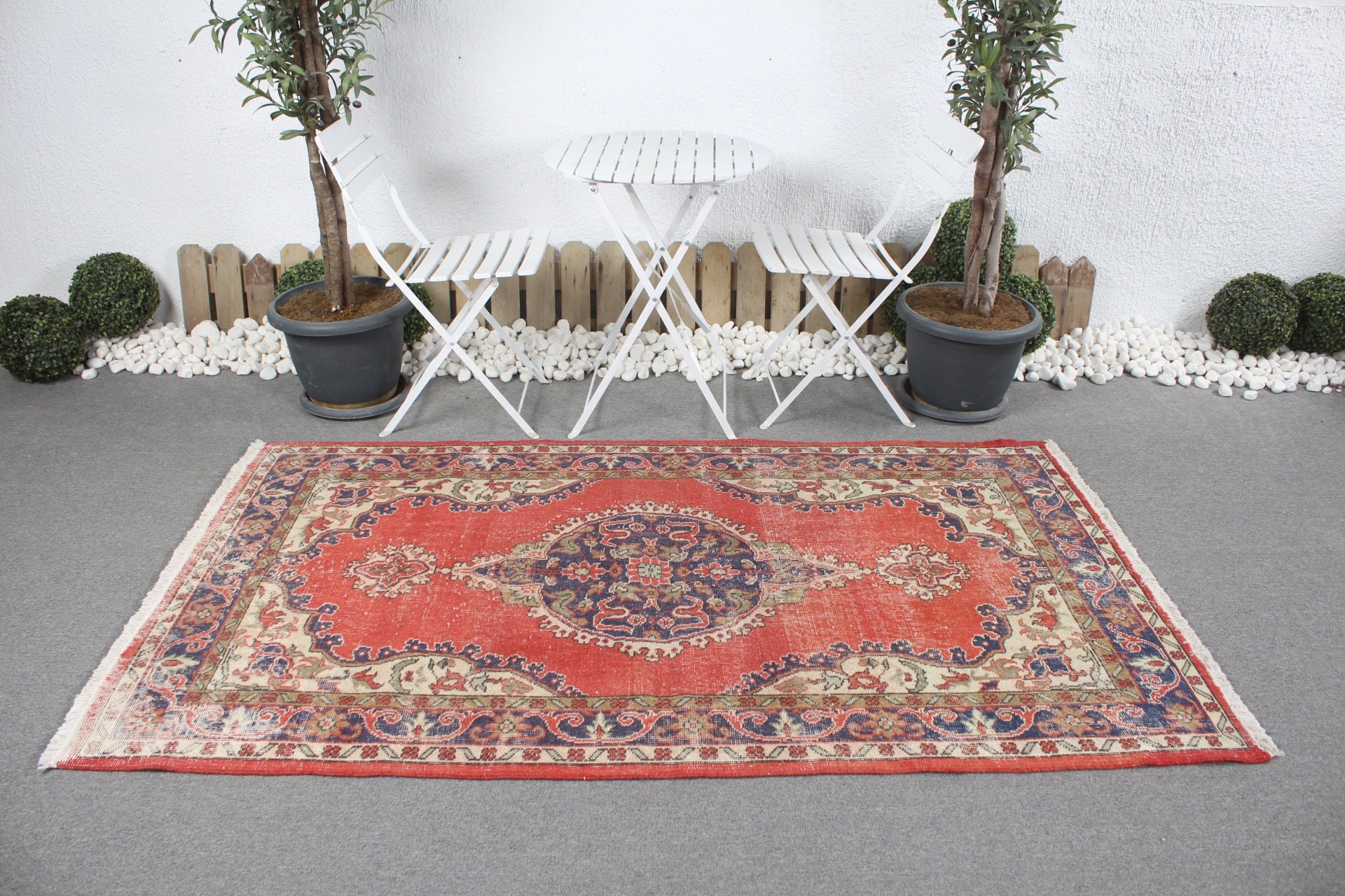 Oushak Rug, Pale Rugs, Turkish Rug, Dining Room Rug, 4.1x7.1 ft Area Rug, Rugs for Nursery, Vintage Rug, Wool Rug, Red Wool Rugs, Dorm Rug