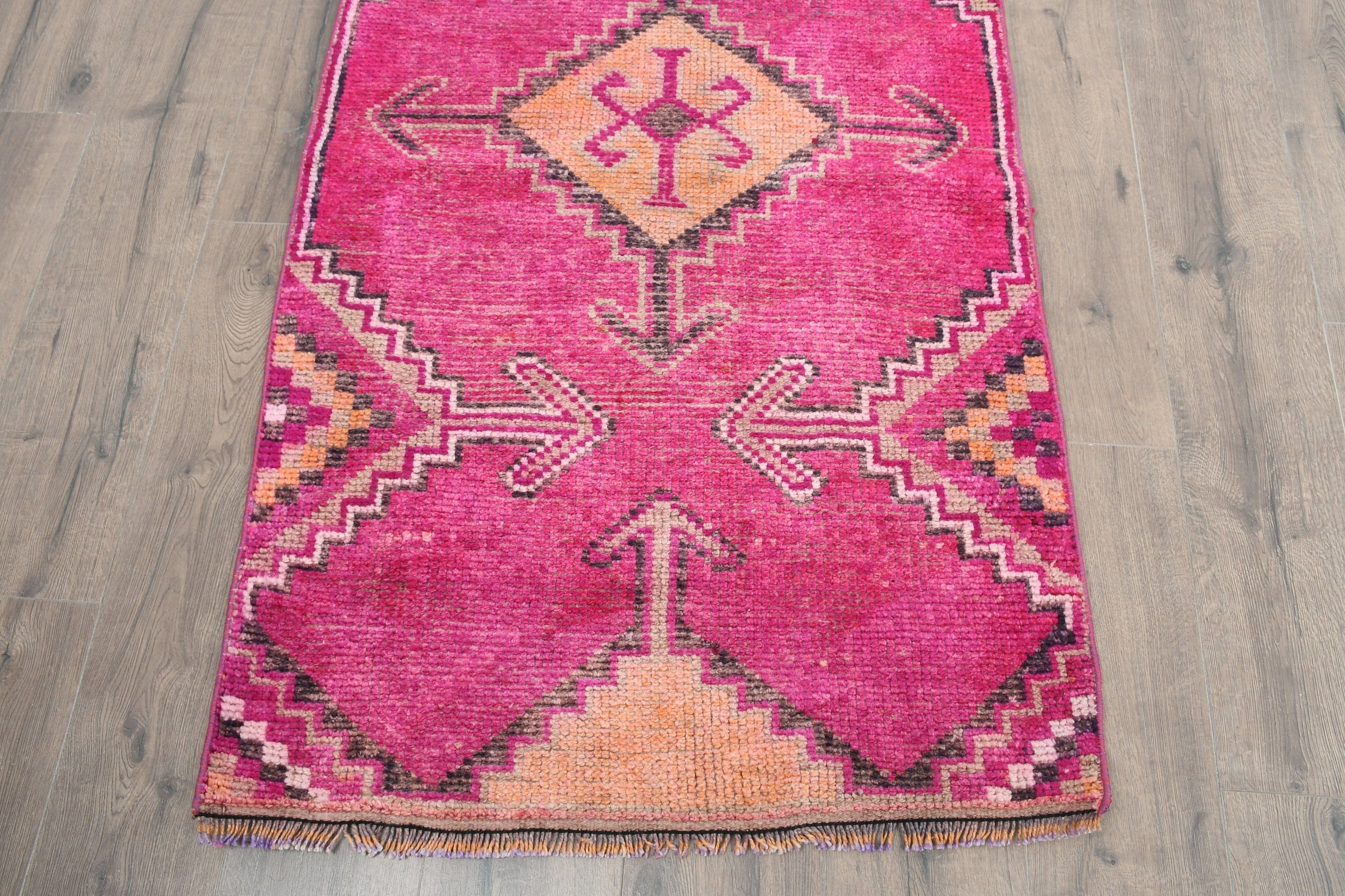 Pink Kitchen Rugs, Bedroom Rugs, Turkish Rug, 2.9x11 ft Runner Rugs, Vintage Rugs, Stair Rug, Office Rug, Kitchen Rugs, Rugs for Corridor