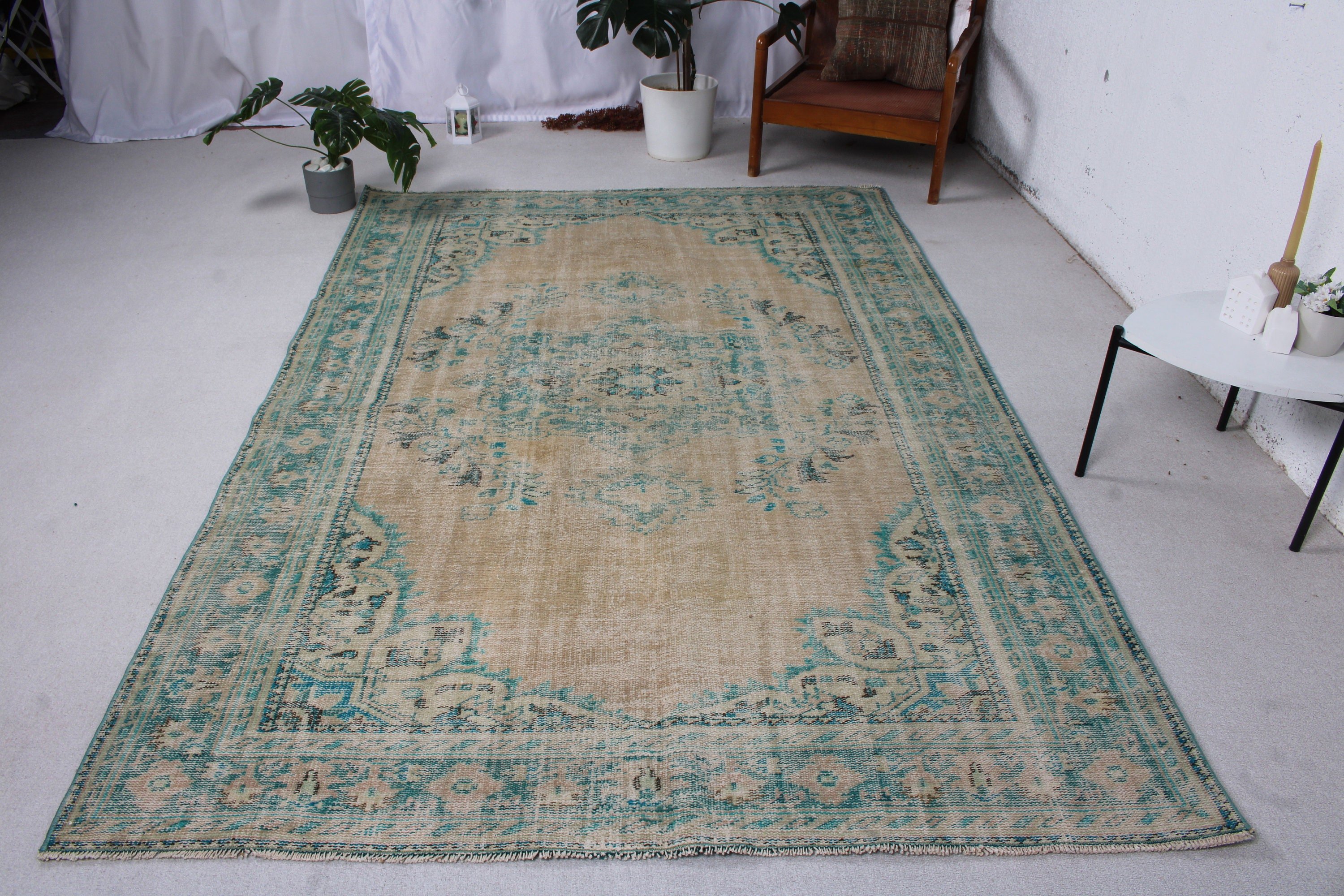 5.8x8.6 ft Büyük Halılar, Bej El Dokuma Halı, Vintage Halı, Türk Halıları, Yemek Odası Halısı, Yün Halılar, Ev Dekor Halıları, Türkiye Halısı, Yatak Odası Halısı