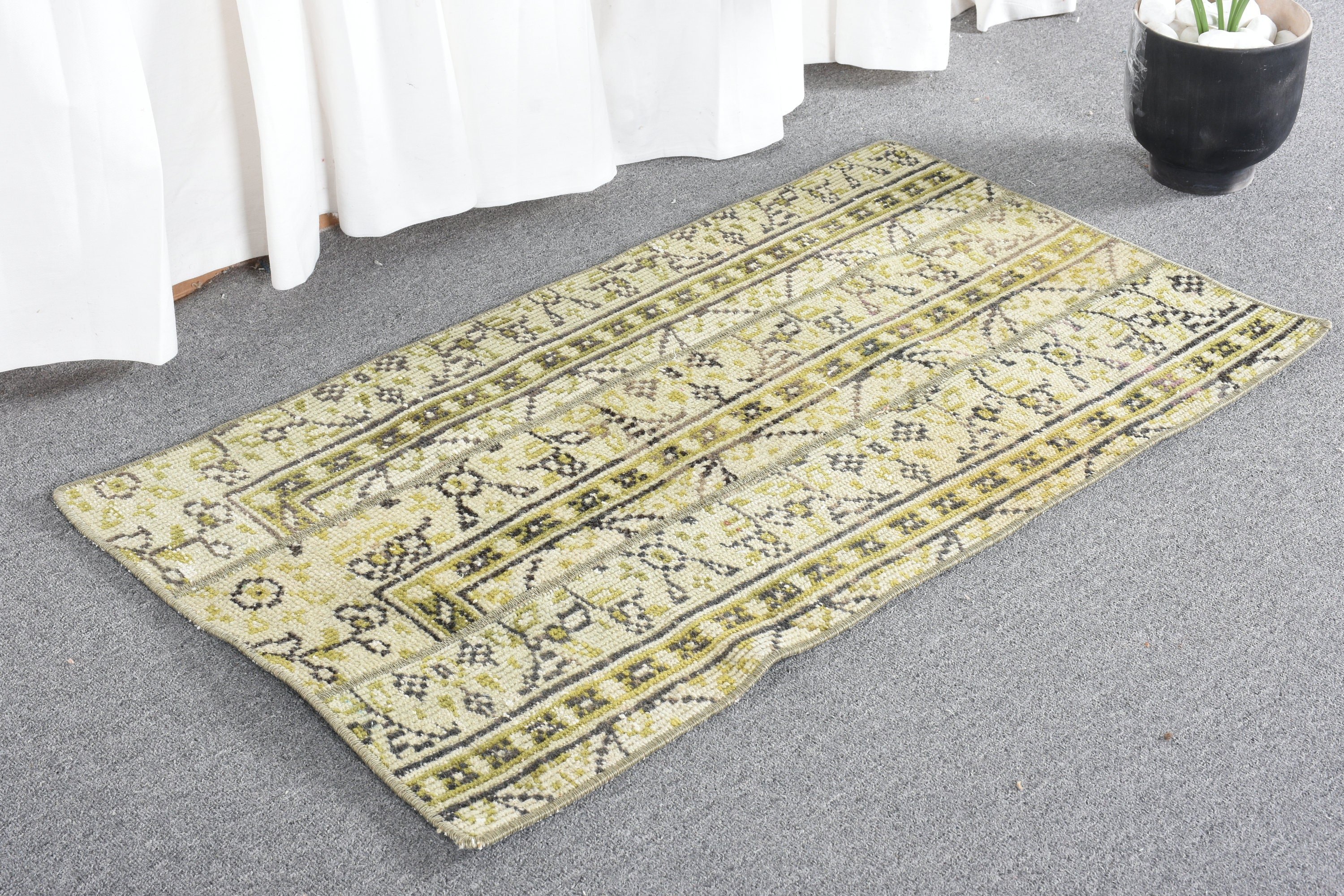 1.8x3.2 ft Small Rugs, Vintage Rug, Turkish Rugs, Green Kitchen Rug, Wool Rug, Wall Hanging Rug, Rugs for Wall Hanging