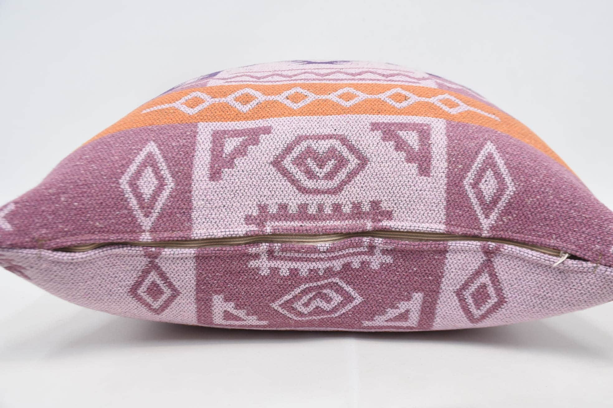 Throw Kilim Pillow, Vintage Kilim Throw Pillow, Accent Cushion, Pillow for Sofa, 28"x28" Purple Pillow Case, Cotton Pillow Sham