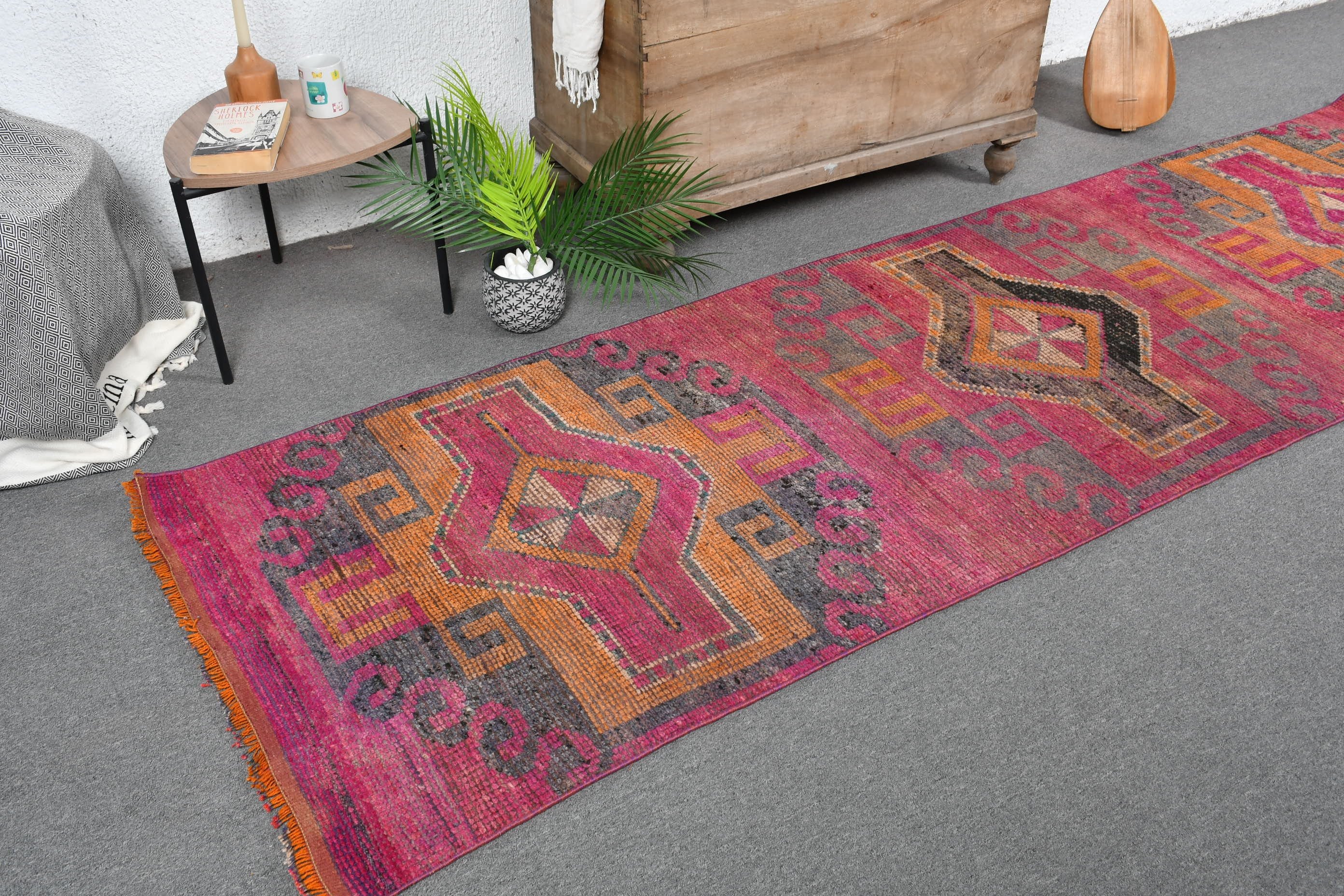 Purple Oushak Rug, Vintage Rugs, 3x10.1 ft Runner Rugs, Turkish Rugs, Kitchen Rugs, Pastel Rug, Anatolian Rug, Cool Rug, Rugs for Hallway