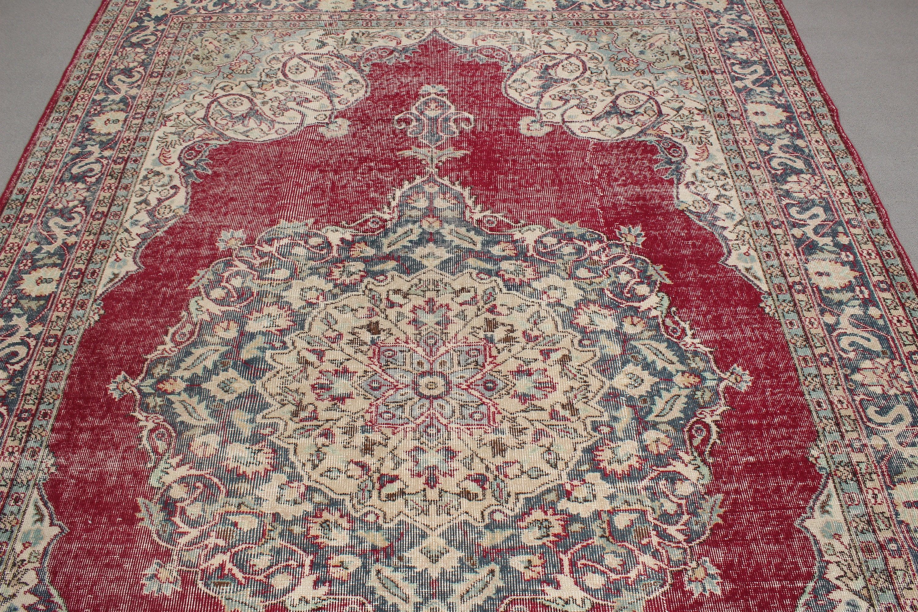 Modern Halılar, Türk Halısı, Salon Halısı, Büyük Boho Halısı, 6,8x9,5 ft Büyük Halı, Salon Halıları, Vintage Halılar, Fas Halısı, Kırmızı Lüks Halılar