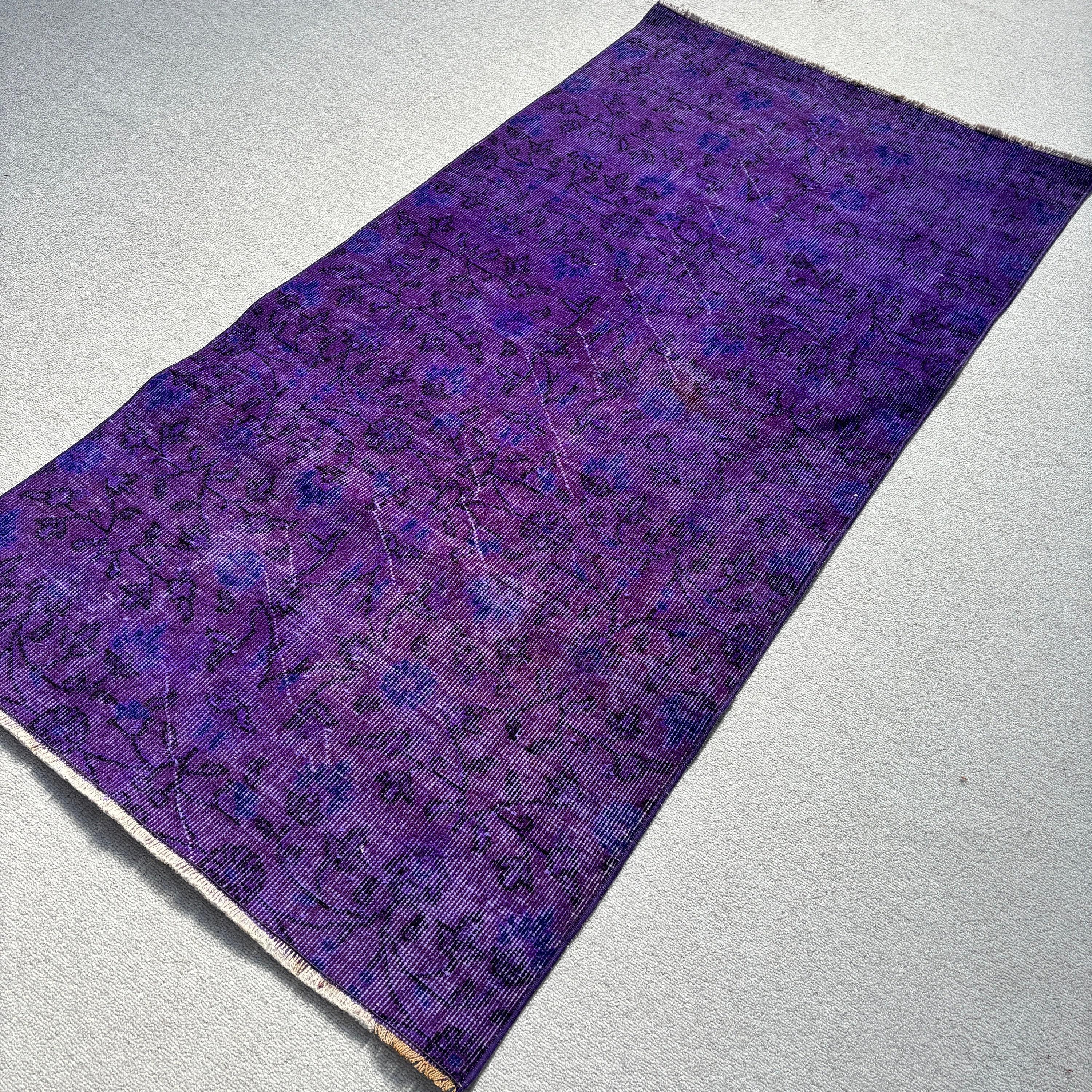 Boho Accent Rugs, 3x5.9 ft Accent Rug, Anatolian Rugs, Vintage Rug, Purple Kitchen Rug, Rugs for Accent, Turkish Rugs