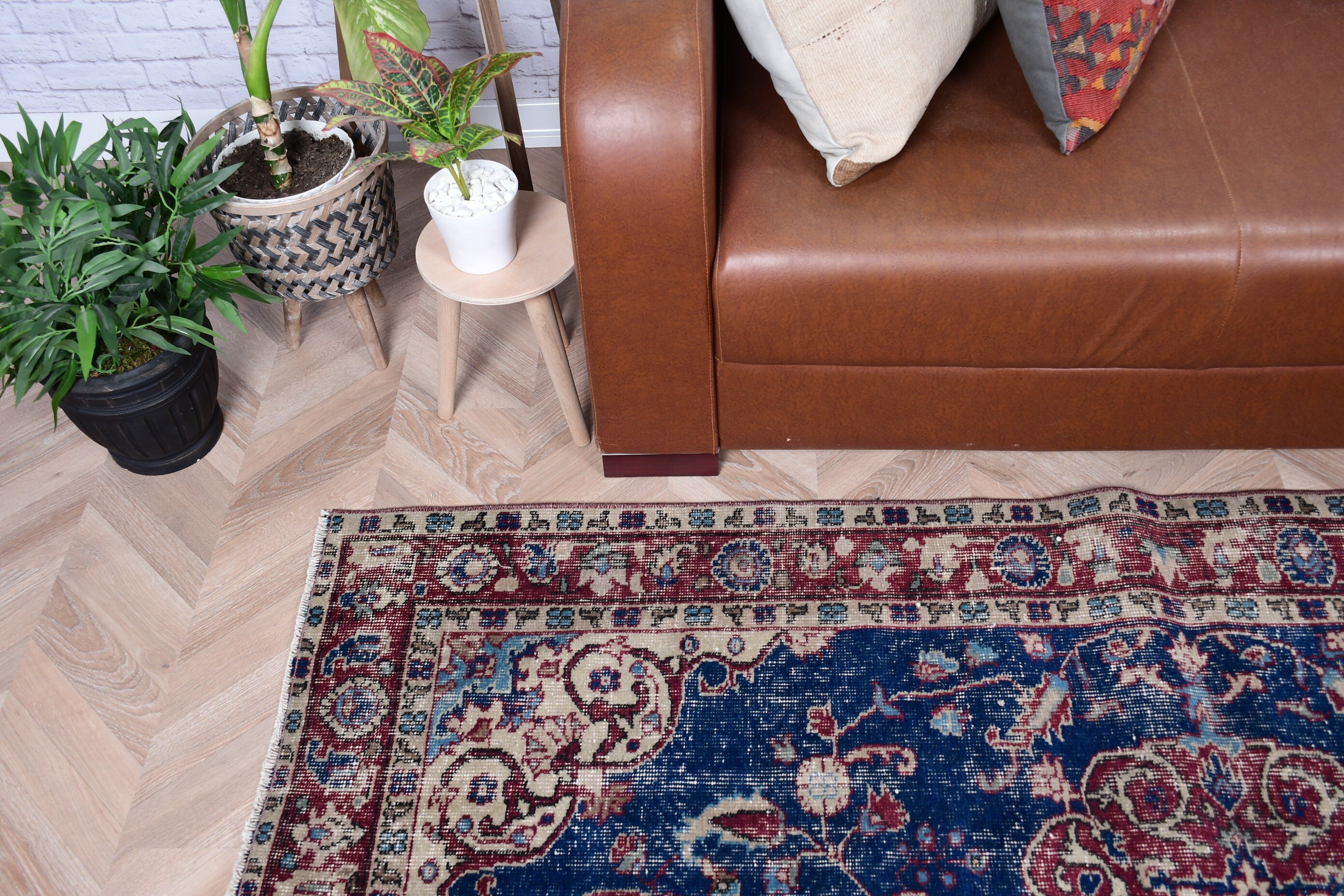 Turkish Rug, Living Room Rug, 3.7x6.8 ft Area Rug, Blue Moroccan Rugs, Dining Room Rug, Kitchen Rug, Vintage Rugs, Dorm Rug