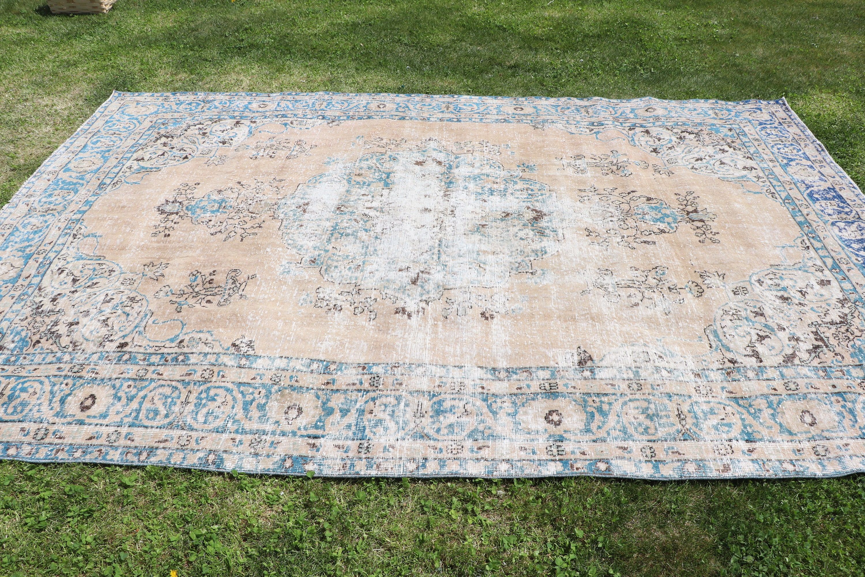 Boho Halı, Bronz Mutfak Halıları, Türk Halısı, Düz Dokuma Halı, Büyük Boy Türk Halıları, Vintage Halı, 7x10.4 ft Büyük Boy Halı, Yemek Odası Halısı