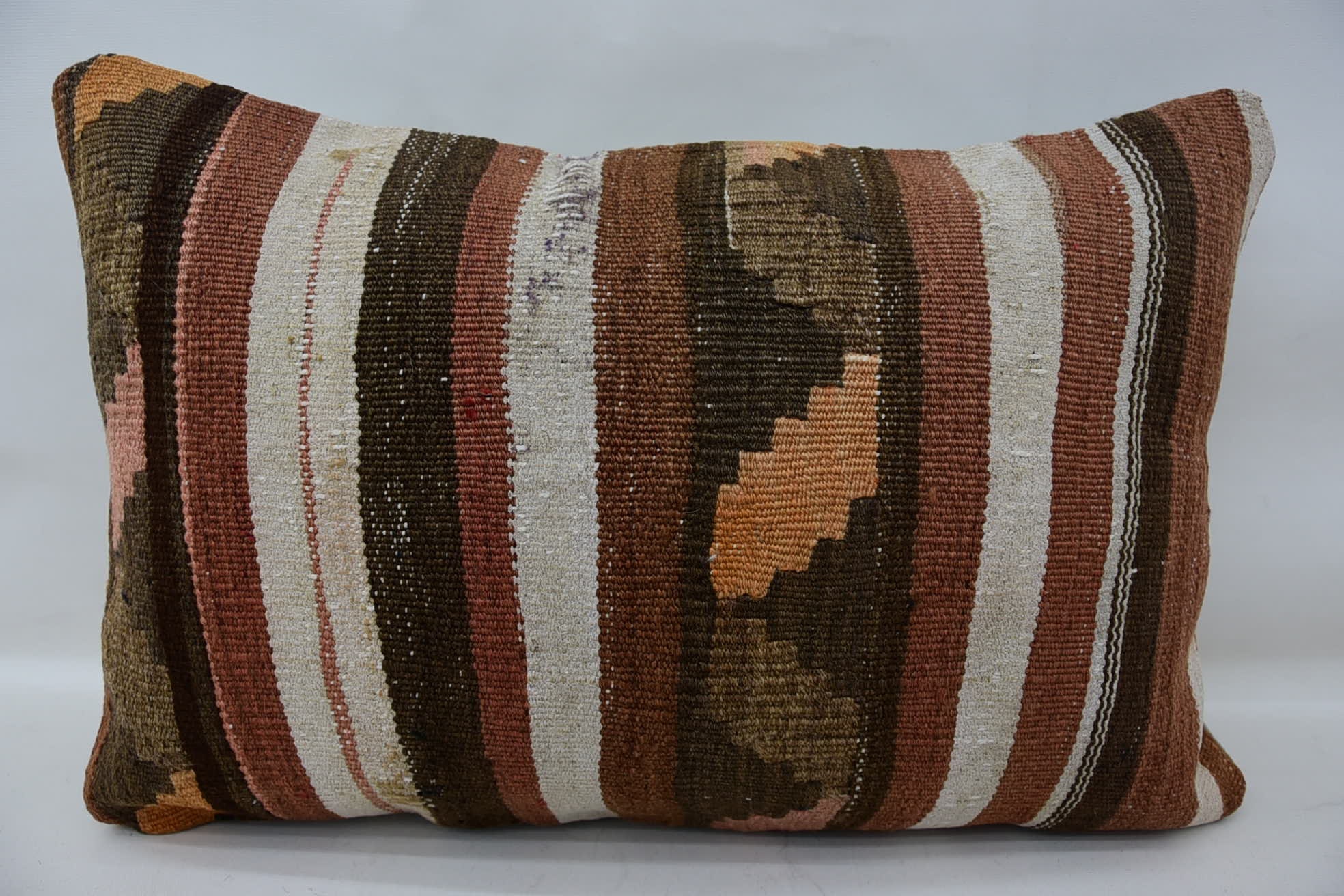 Gift Pillow, Antique Pillows, Kilim Cushion Sham, Couch Pillow, Vintage Kilim Pillow Cushion Case, 16"x24" Brown Pillow
