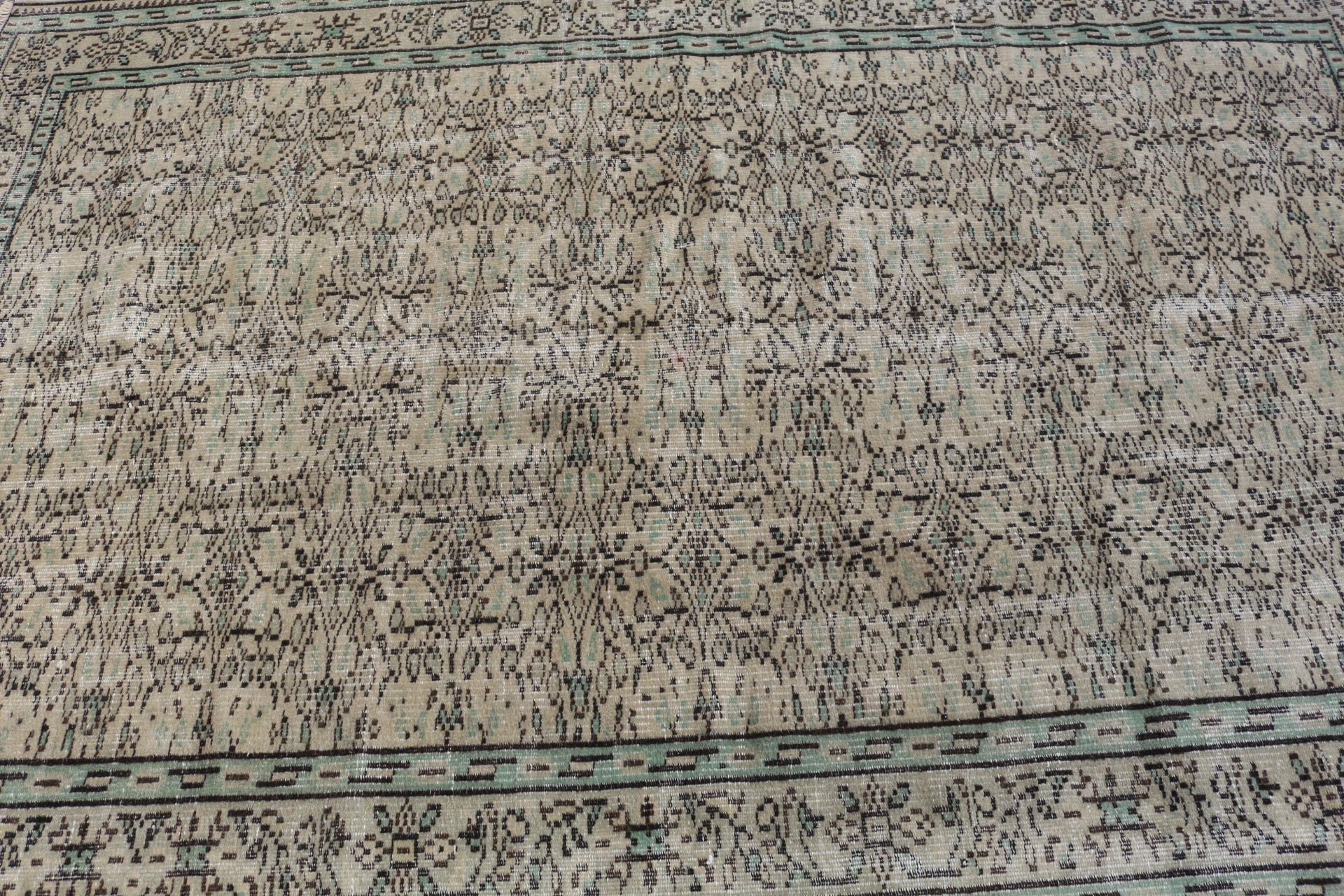 Salon Halısı, Oushak Halısı, Yün Halısı, Vintage Halılar, Türk Halısı, Yemek Odası Halısı, Vintage Dekor Halısı, 5.5x7.9 ft Büyük Halı, Bej Anadolu Halısı