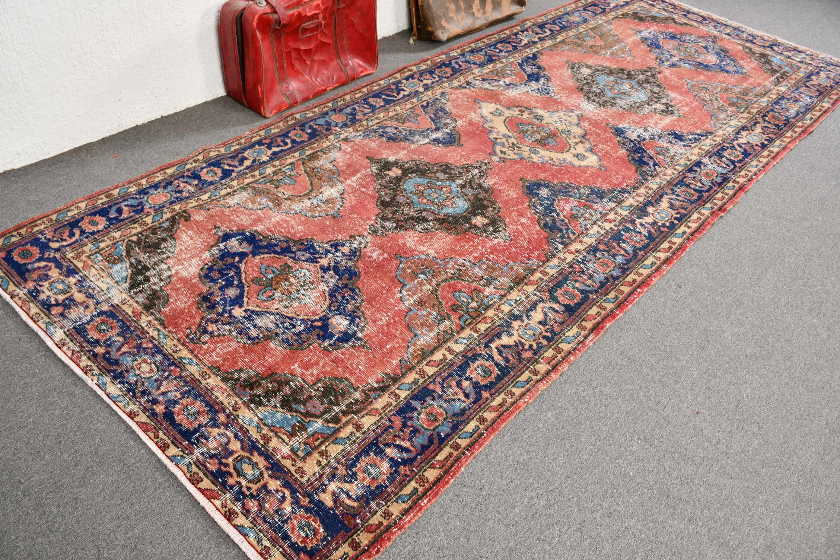 Home Decor Rug, Red Antique Rugs, Vintage Rug, Rugs for Runner, 4.8x12.1 ft Runner Rugs, Kitchen Rugs, Stair Rug, Turkish Rugs, Oushak Rug