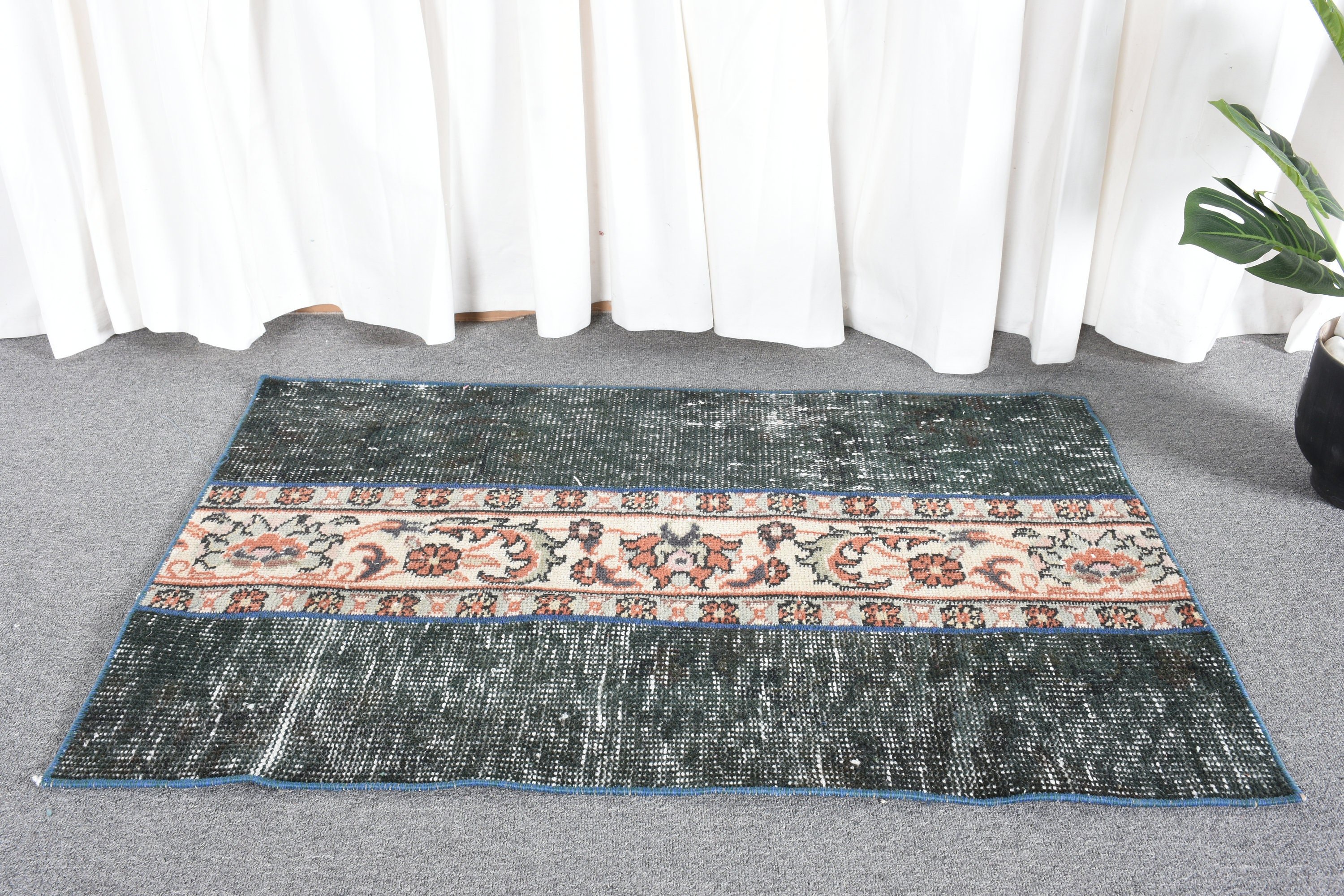 Vintage Rug, Blue Floor Rug, Turkish Rugs, Old Rug, Antique Rug, 2.1x3.3 ft Small Rugs, Bathroom Rugs, Wool Rugs, Nursery Rug, Abstract Rug