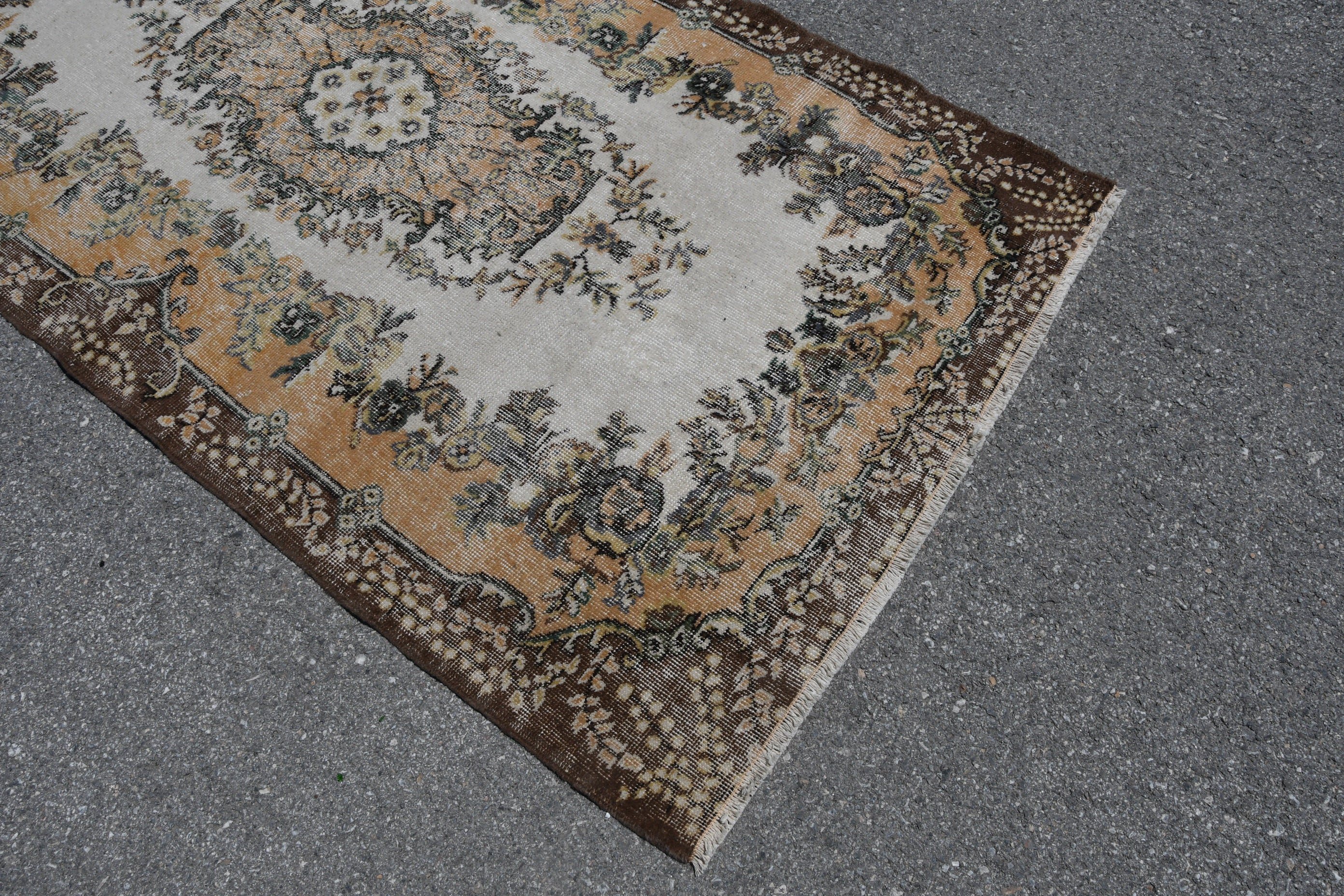 Yatak Odası Halısı, Kahverengi Soğuk Halı, Vintage Halılar, Yemek Odası Halıları, Oushak Halısı, Yer Halısı, 3,8x6,7 ft Alan Halısı, Türk Halısı