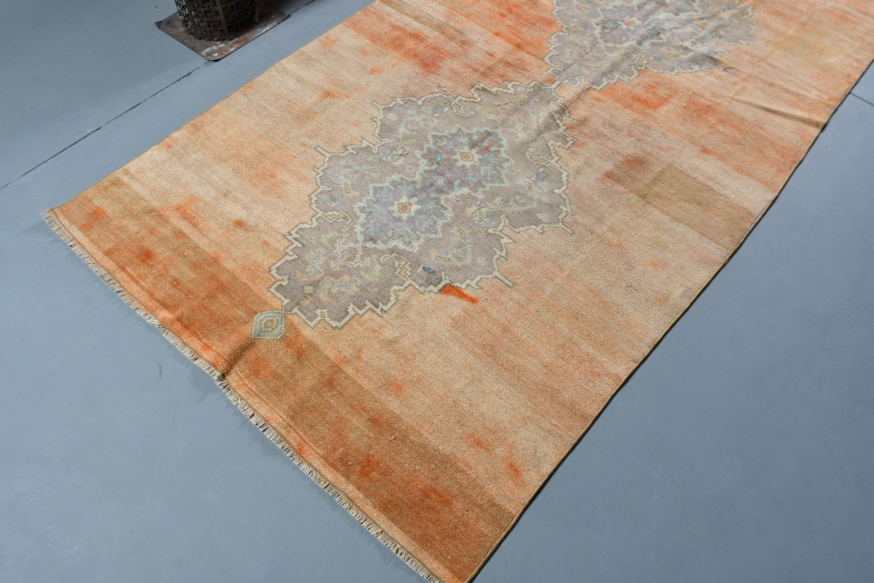 Living Room Rug, Turkish Rugs, Turkey Rug, Vintage Rugs, Oushak Rug, Rugs for Living Room, Colorful Rug, 4.3x10.4 ft Large Rugs, Salon Rugs